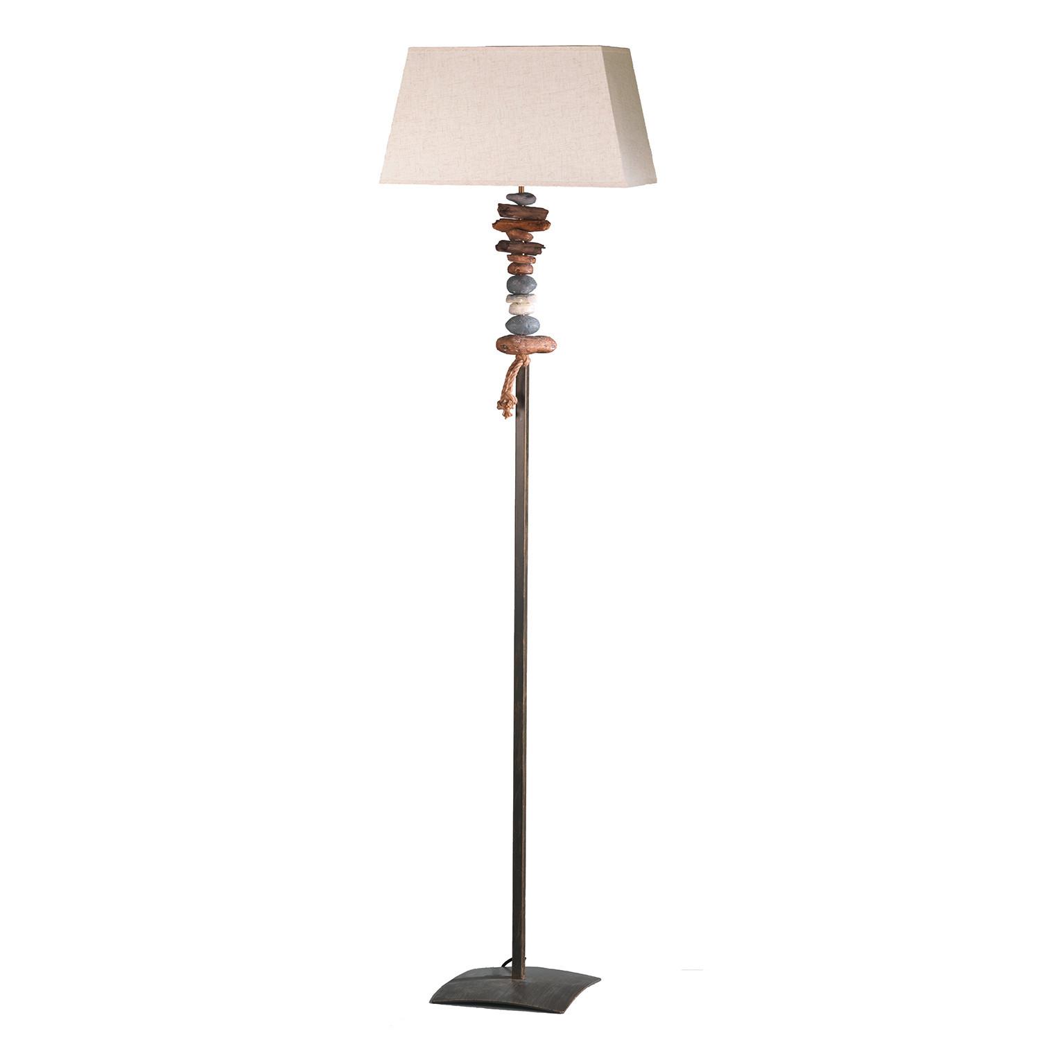 Stehleuchte Seregon Schwarz/Weiß max. 22 Watt - Schwarz/Weiß, Natur, Textil/Stein (45/25/170cm)