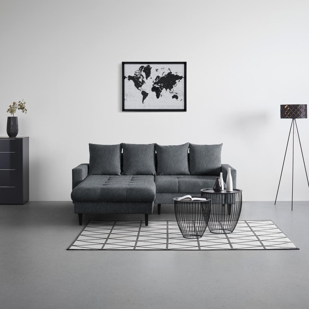 Ecksofa Boston Blaugrau - Blaugrau/Schwarz, KONVENTIONELL, Holz/Textil (215/92/160cm) - Based
