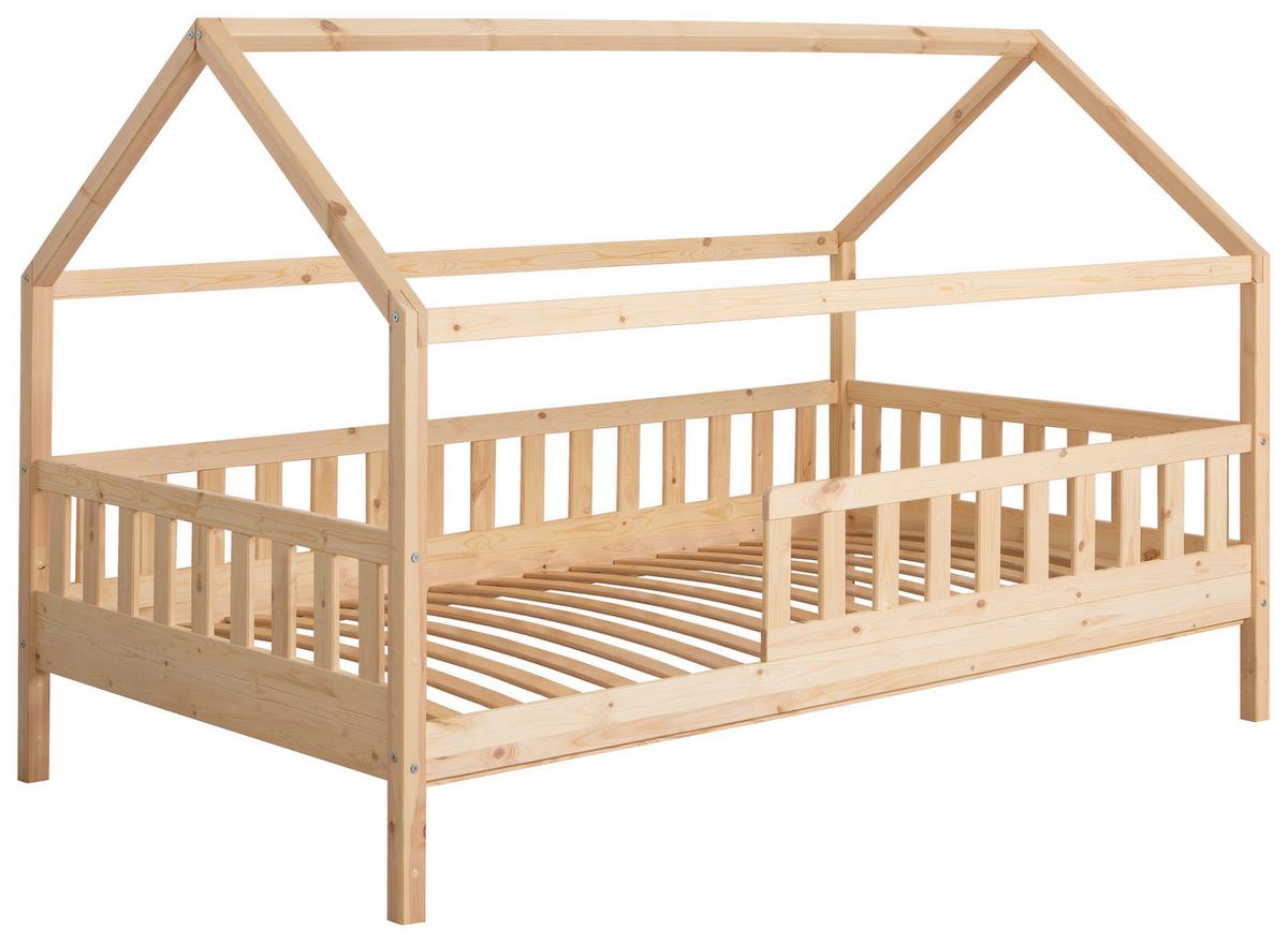 Hausbett KIM Naturfarben ca.100x200cm Echtholz - Naturfarben/Weiß, MODERN, Holz/Textil (100/200cm) - MID.YOU