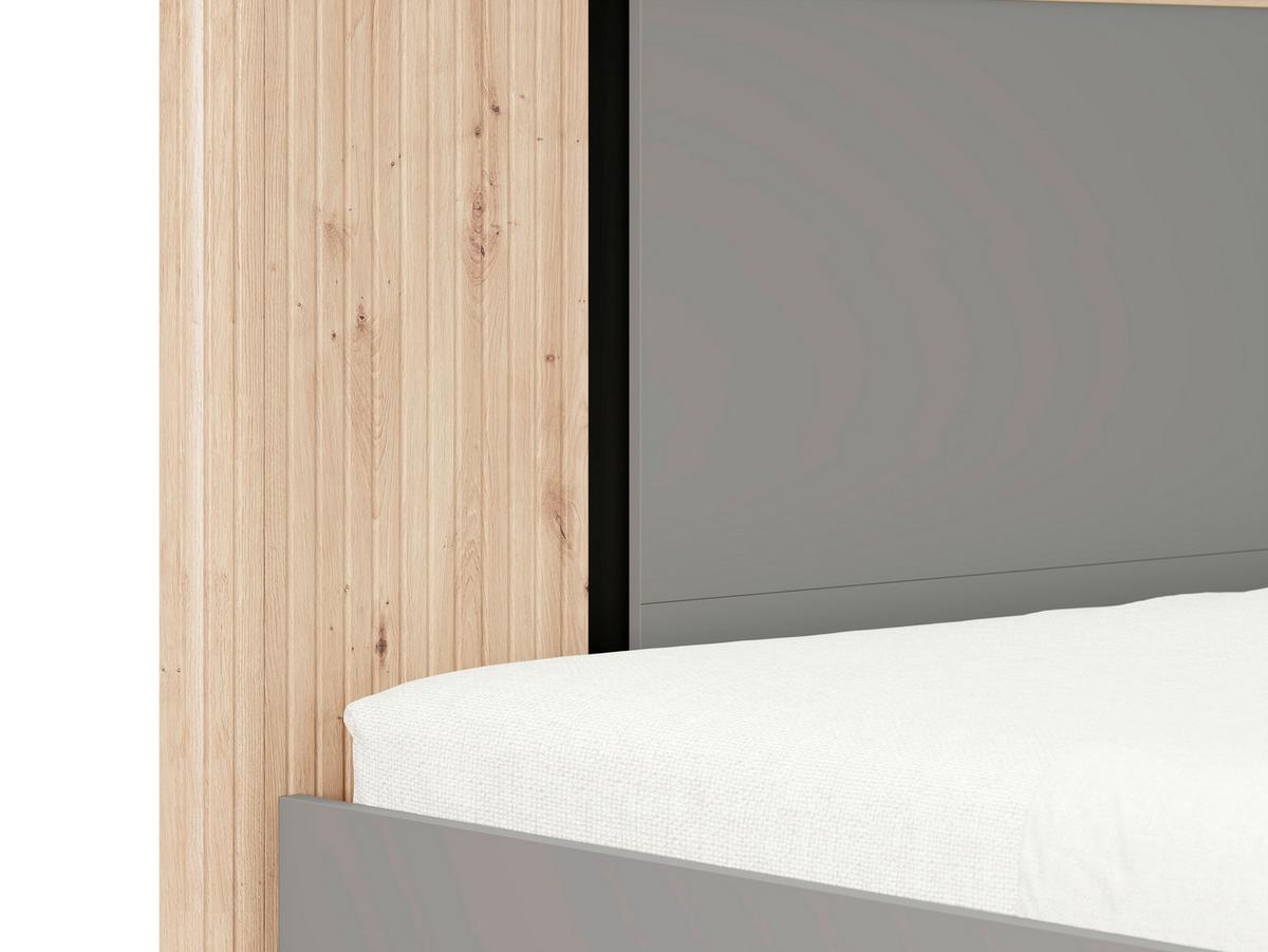 Ágykeret Fejvéggel Sinop - grafitszürke/fekete, Modern, faalapú anyag (160/200cm)