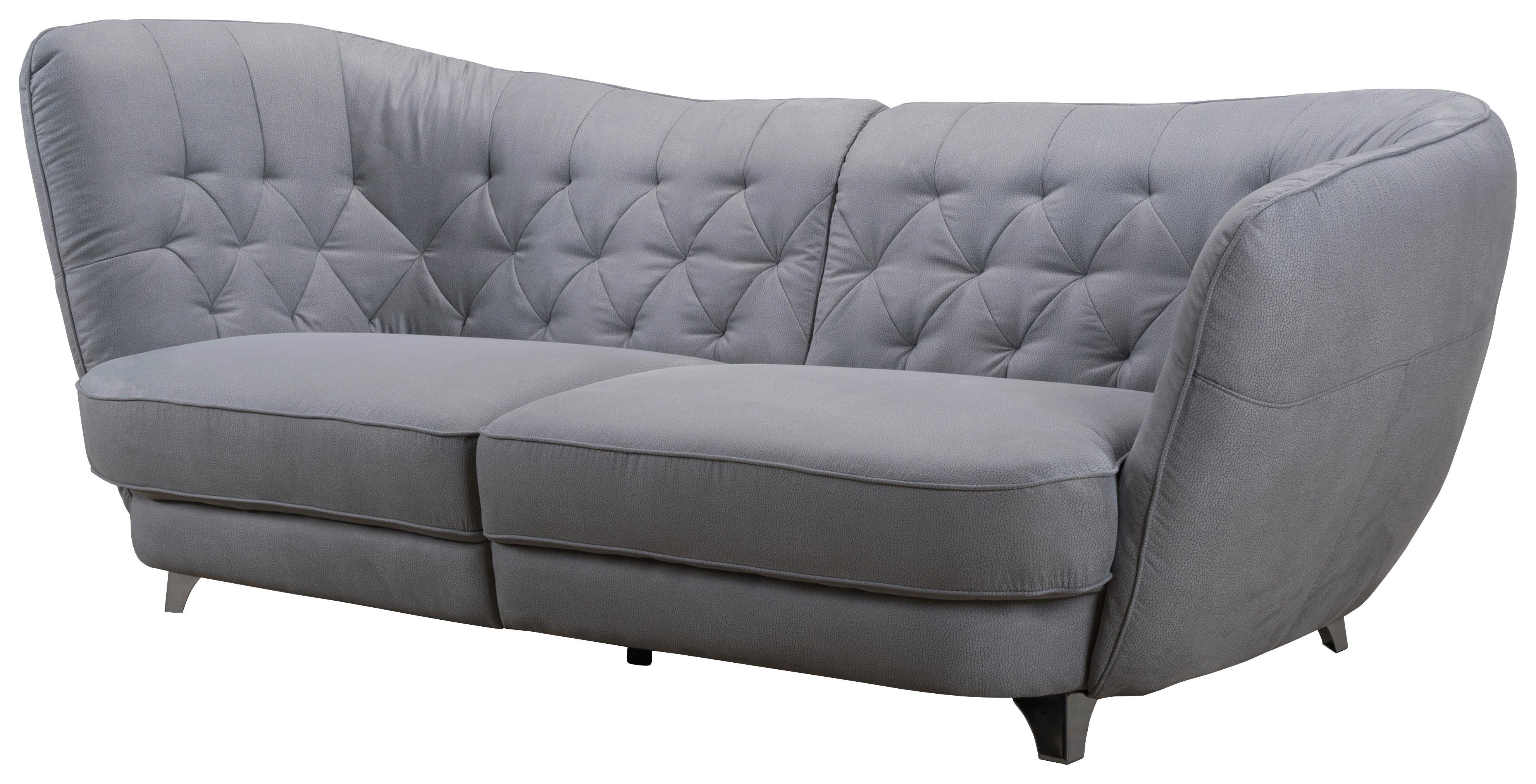 Megasofa "Retro" , grau - Chromfarben/Grau, MODERN, Textil/Metall (256/85/115cm) - MID.YOU