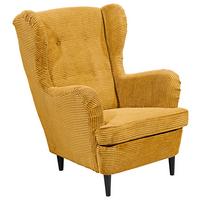 FOTEL USZAK OSKAR - czarny/żółty, Basics, tkanina/drewno (78/102/98cm) - Carryhome