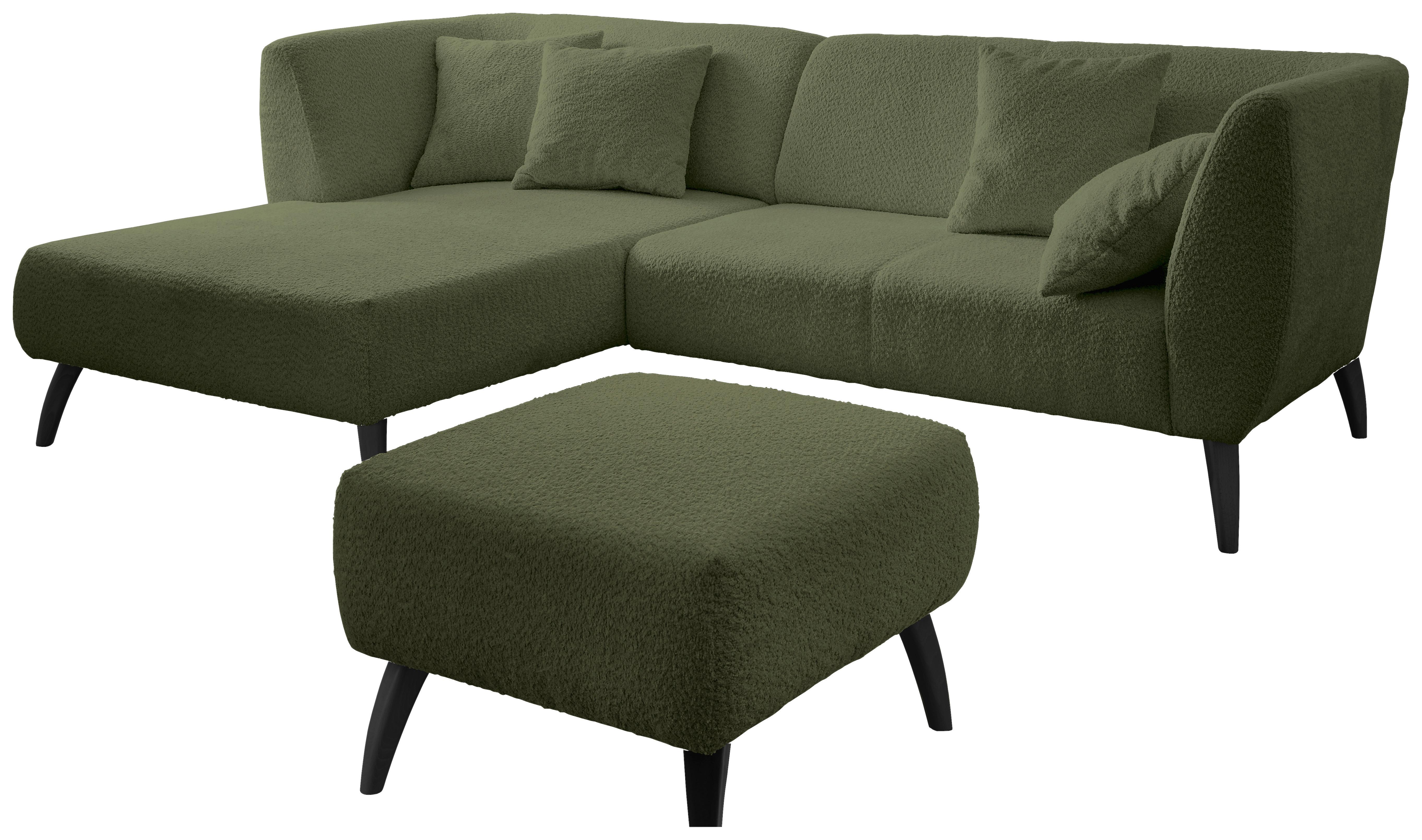 Wohnlandschaft Colori Dunkelgrün Bouclé - Dunkelgrün/Schwarz, MODERN, Holz/Textil (160/264cm) - MID.YOU