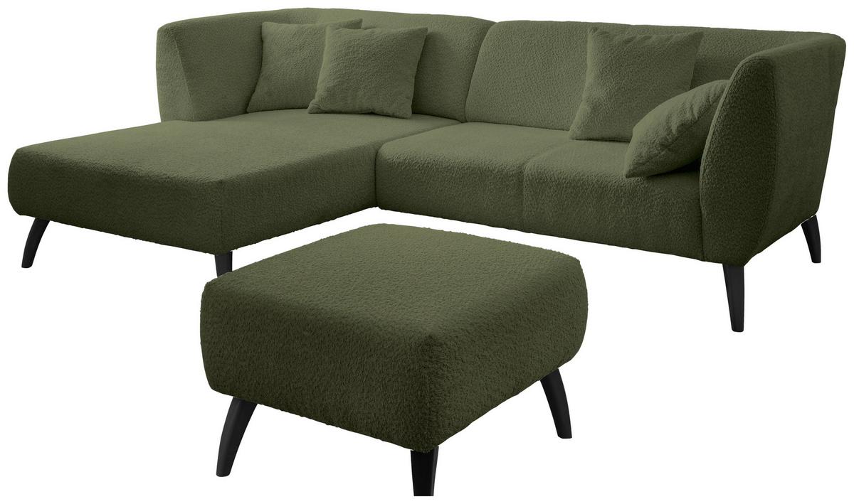 Wohnlandschaft Colori Dunkelgrün Bouclé - Dunkelgrün/Schwarz, MODERN, Holz/Textil (160/264cm) - MID.YOU