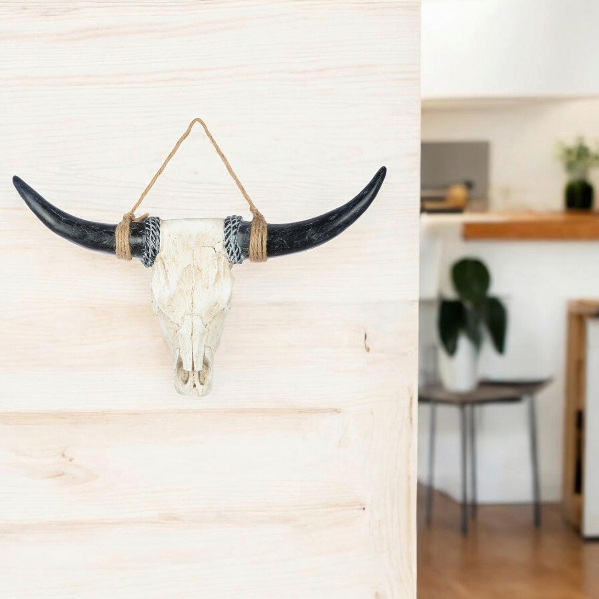 Dekoschädel Schwarz/Grauweiß - Grauweiß/Schwarz, Basics, Kunststoff (38/24/7,5cm)