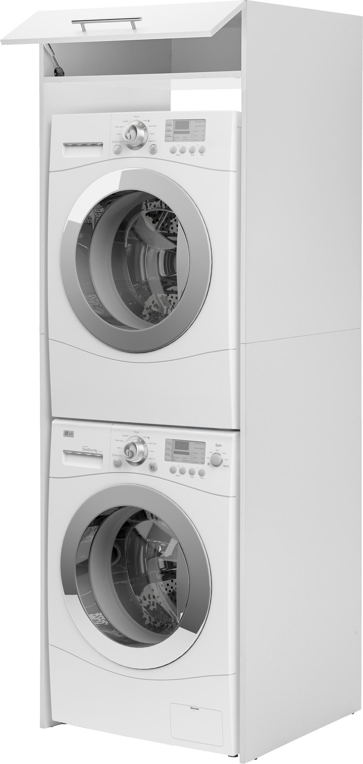 Waschmaschinenschrank Clara Weiß B: ca. 67,4 cm - Edelstahlfarben/Weiß, KONVENTIONELL, Holzwerkstoff/Metall (67,4/200/67,6cm) - Respekta