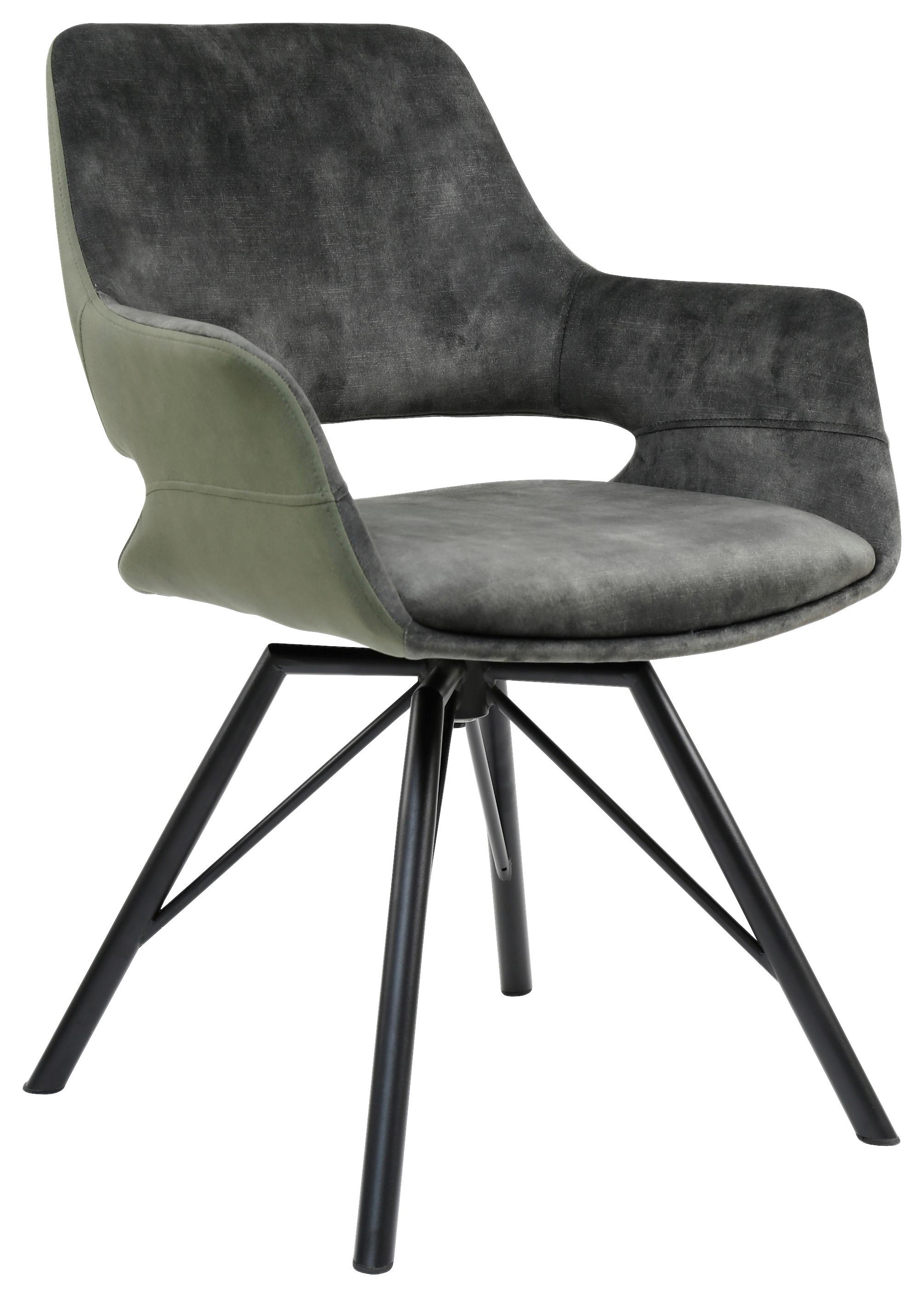 STOL MED ARMSTÖD ADRIANA - grön/svart, Modern, metall/trä (61/85/63cm) - Mömax