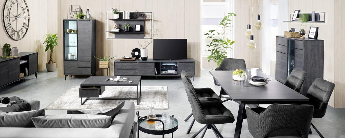 Wandpaneel in Anthrazit - Anthrazit, Modern, Holzwerkstoff (129/75/25cm) - Premium Living