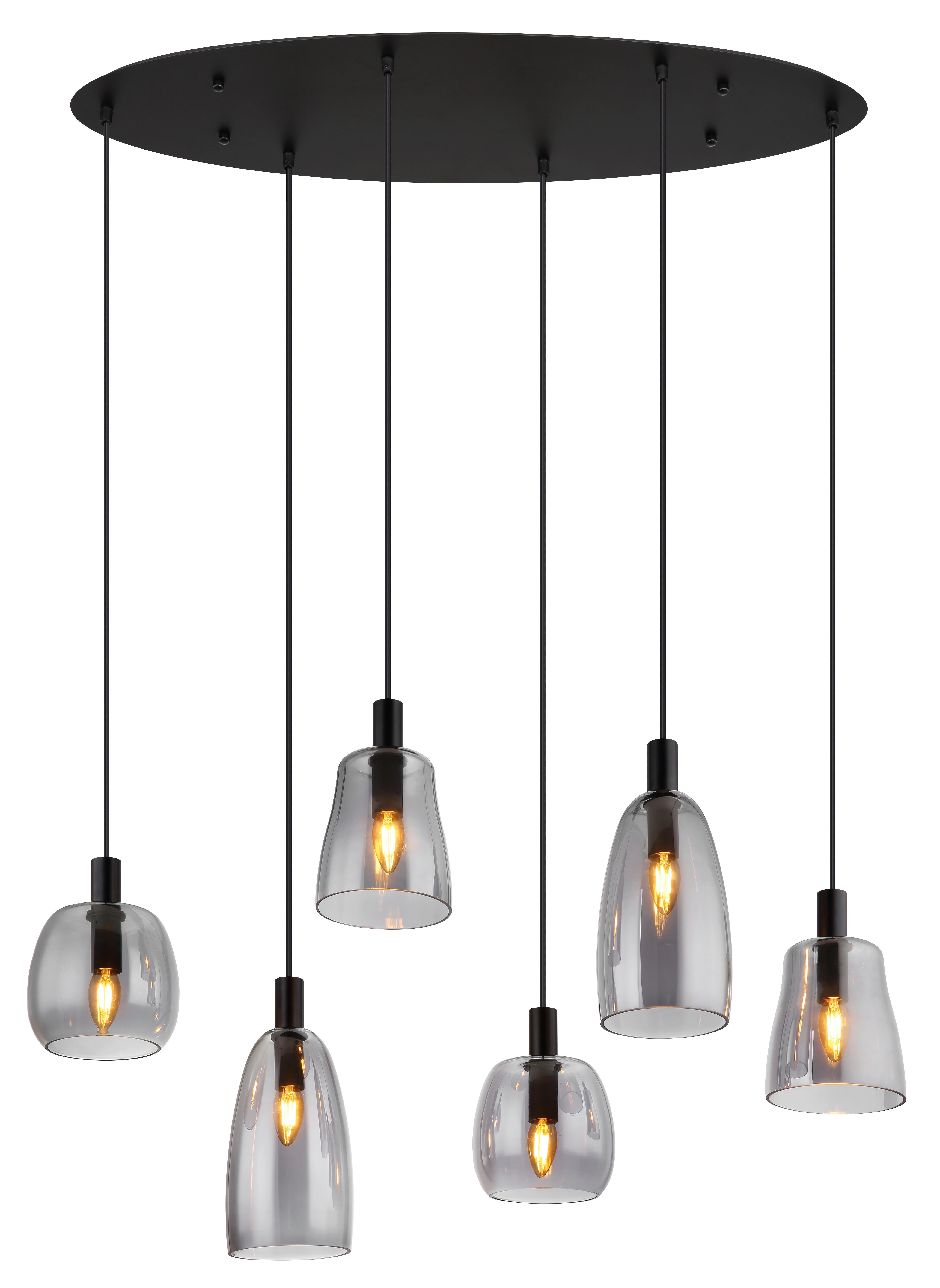 Hängeleuchte Garri max. 40 Watt - Schwarz, Design, Glas/Metall (97/32,5/130cm) - Globo