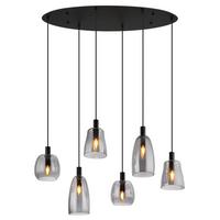 HÄNGELEUCHTE 15789-6HB - Schwarz, Design, Glas/Metall (97/32,5/130cm) - Globo
