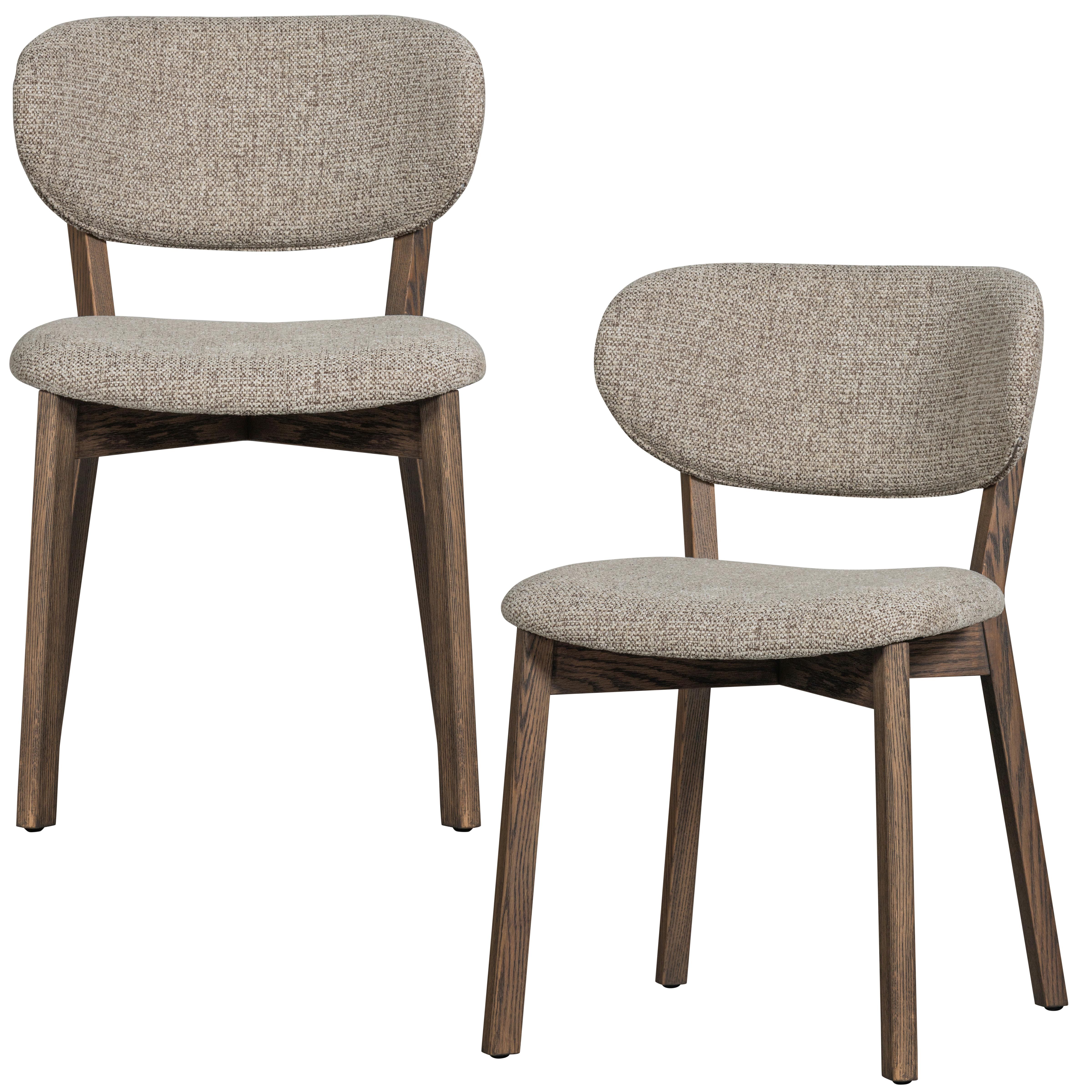 Stuhl-Set Udar 2er-Set Natur/Dunkelbraun - Dunkelbraun/Naturfarben, MODERN, Holz/Textil (51/82/60cm) - Livetastic