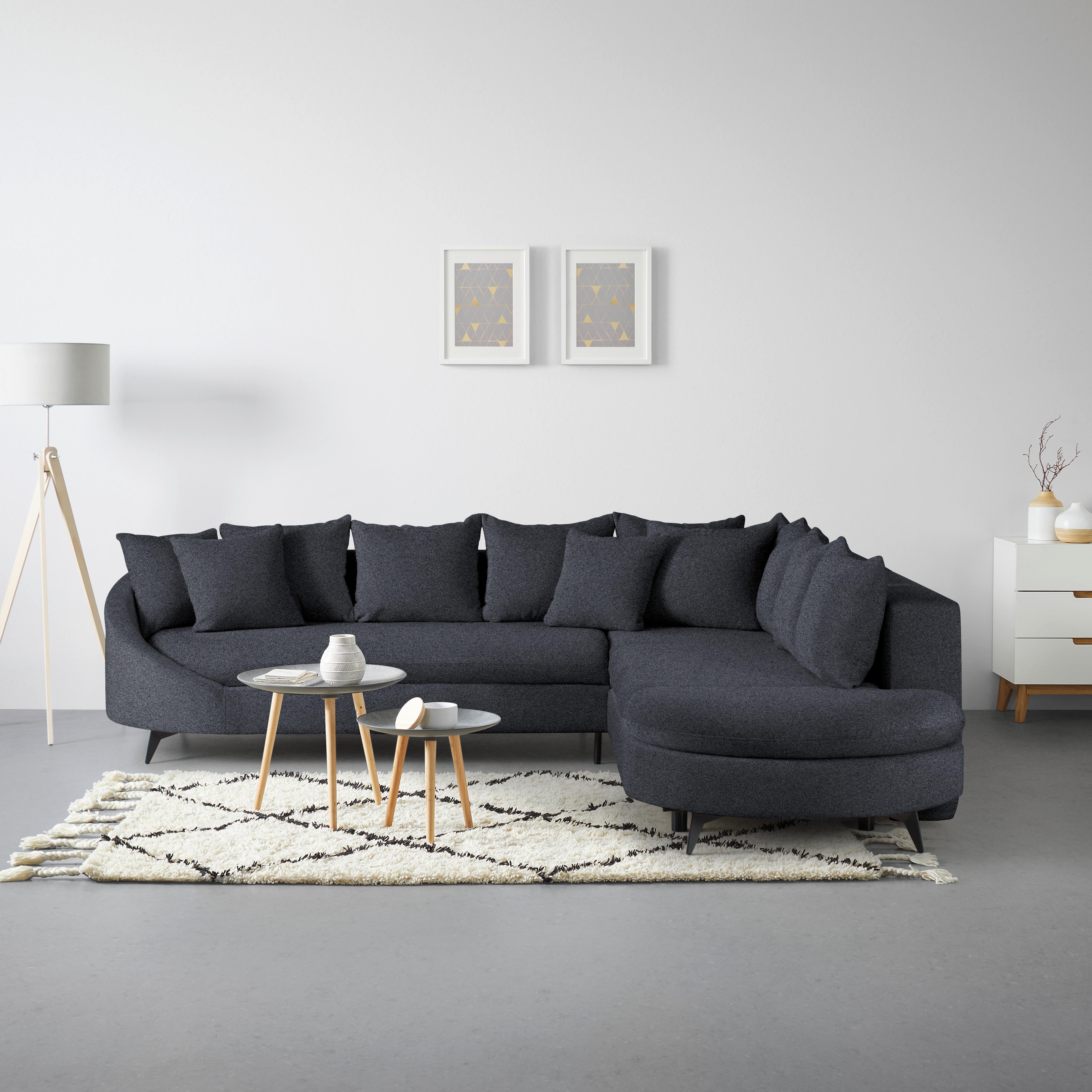 Ecksofa Axel Dunkelgrau - Dunkelgrau/Schwarz, MODERN, Textil/Metall (291/87/250cm) - Mömax