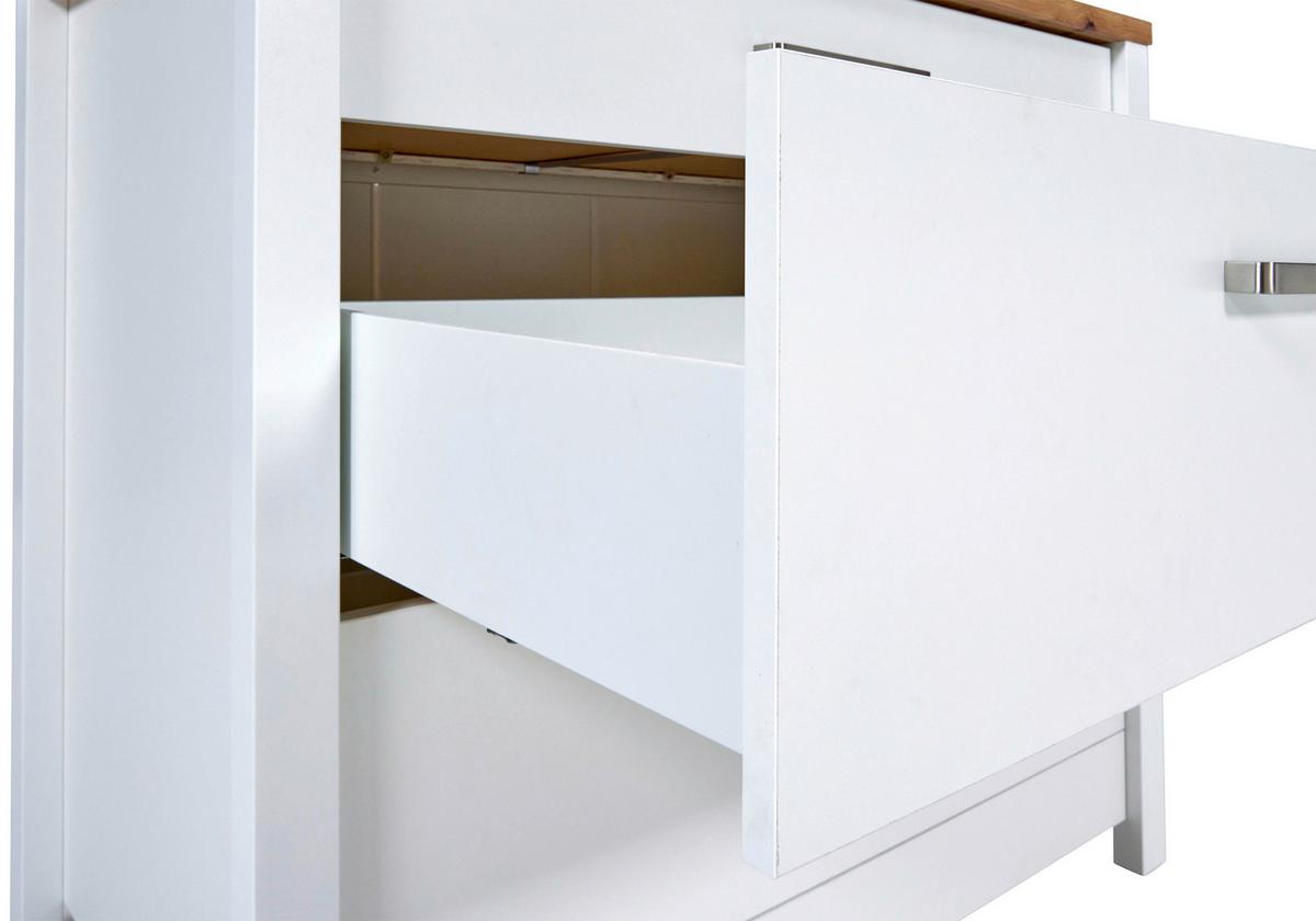 Küchenunterschrank Sicilia Weiß/Eiche Artisan - Silberfarben/Weiß, MODERN, Holzwerkstoff/Metall (100/92/60cm) - Mömax