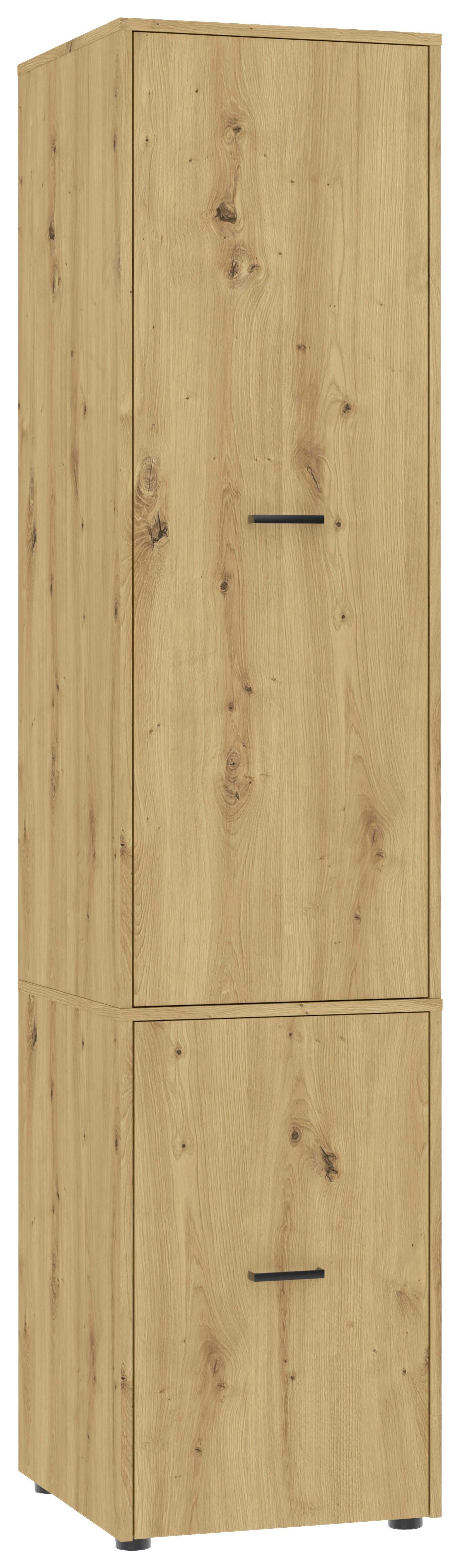 Kleiderschrank Kivo Eiche Artisan - Schwarz/Eiche Artisan, Basics, Holzwerkstoff/Kunststoff (45/199,6/52,1cm) - Based