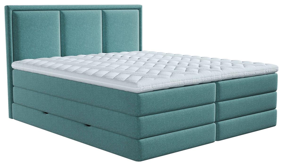 Boxspringbett SWING K Türkis ca. 200x200 cm inkl. Topper - Türkis, Design, Holzwerkstoff/Kunststoff (200/200cm) - MID.YOU