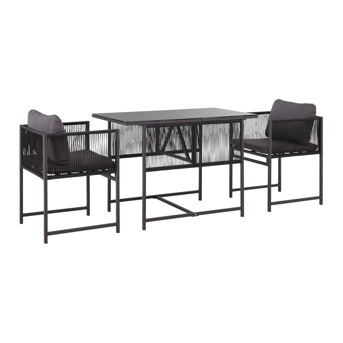 Balkonska Garnitura Stella, Temno Siva, Črna, Jeklo - temno siva/siva, Moderno, kovina/umetna masa - Bessagi Garden