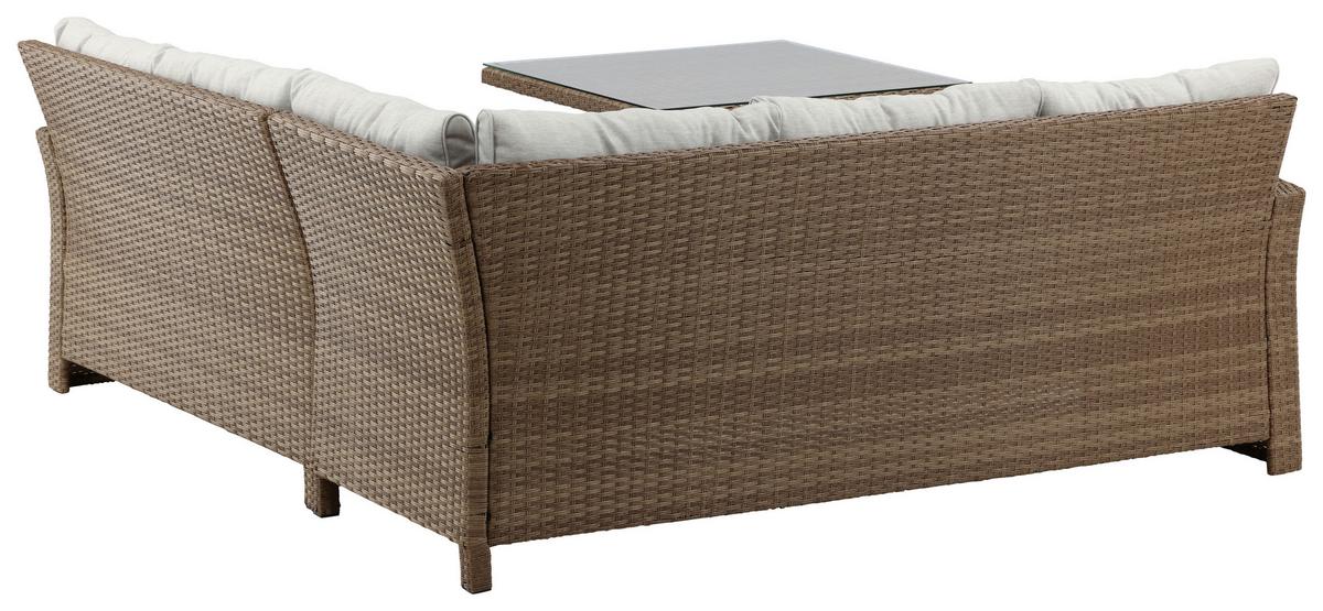 Loungegarnitur Watford Brau/Hellgrau - Braun, KONVENTIONELL, Holz - Gardenson