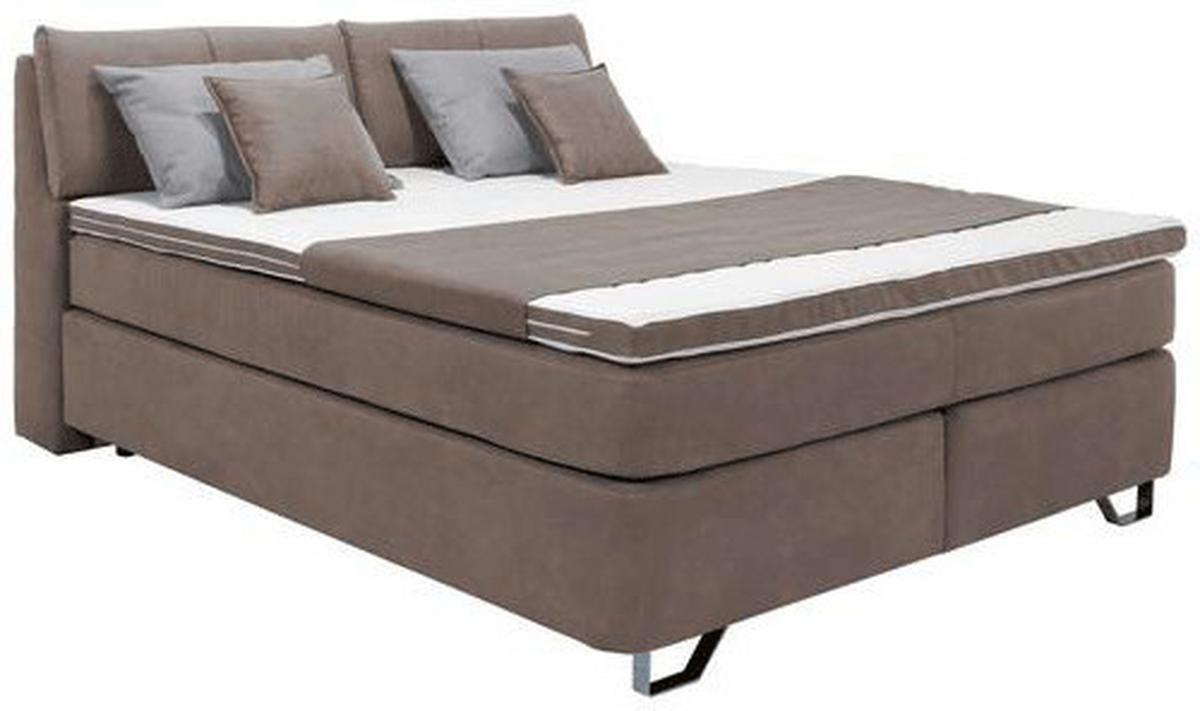 Boxspringbett Tabea Taupe ca. 180x200cm - Taupe/Alufarben, KONVENTIONELL, Karton/Naturmaterialien (180/200cm) - Mömax