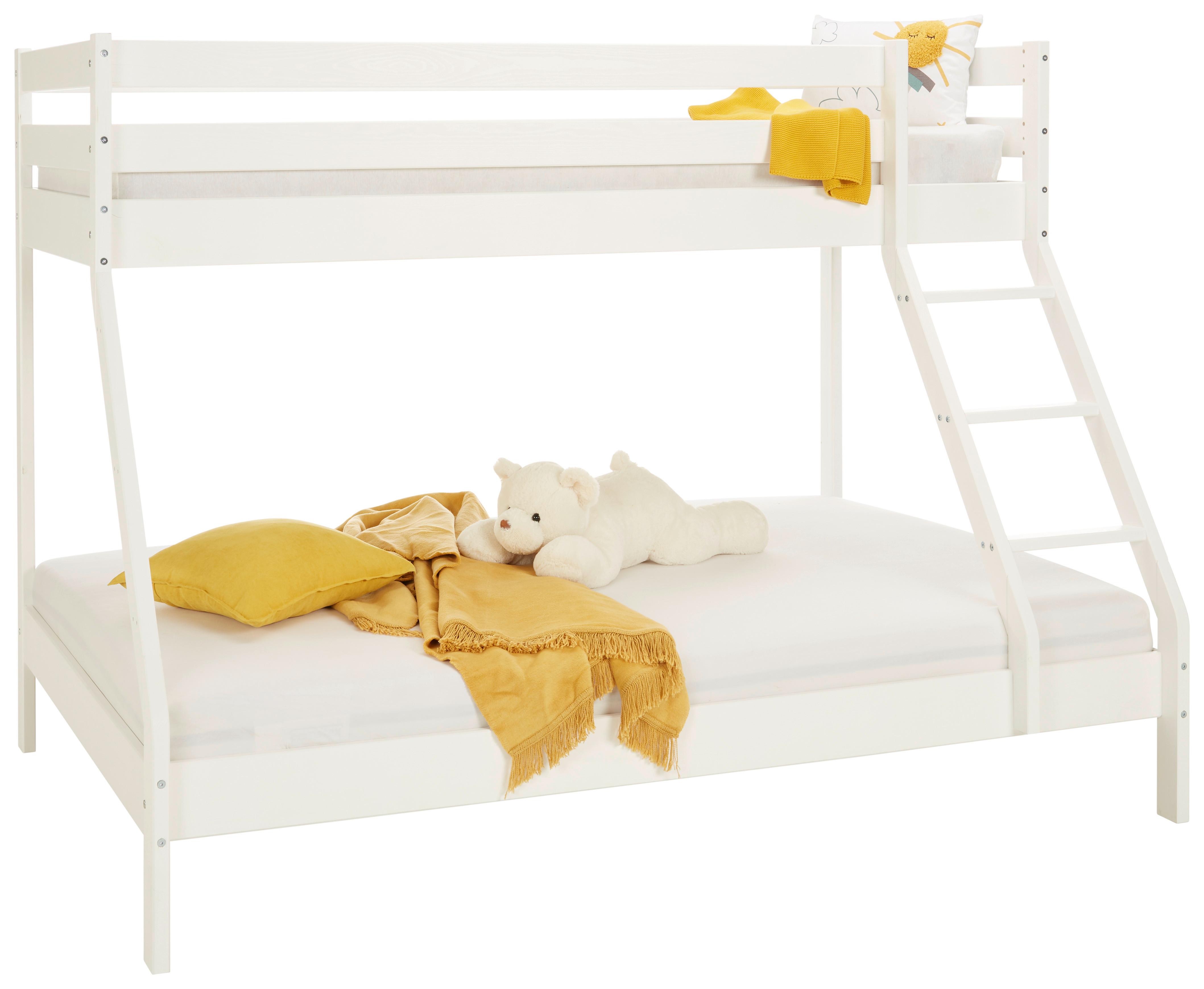 Etagenbett in Weiß ca. 90x200 / 140x200cm - Weiß, MODERN, Holz (205/157/152cm) - Zandiara