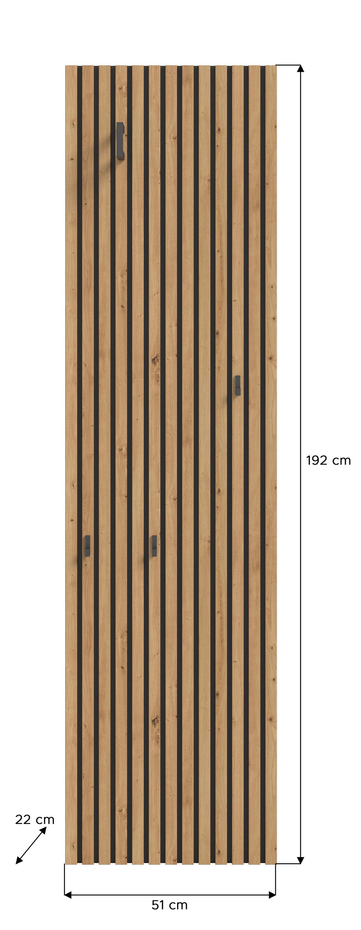 Garderobni Panel Delton, Barva Hrasta, Siva - hrast artisan, Design, leseni material (51/192/22cm) - Xora