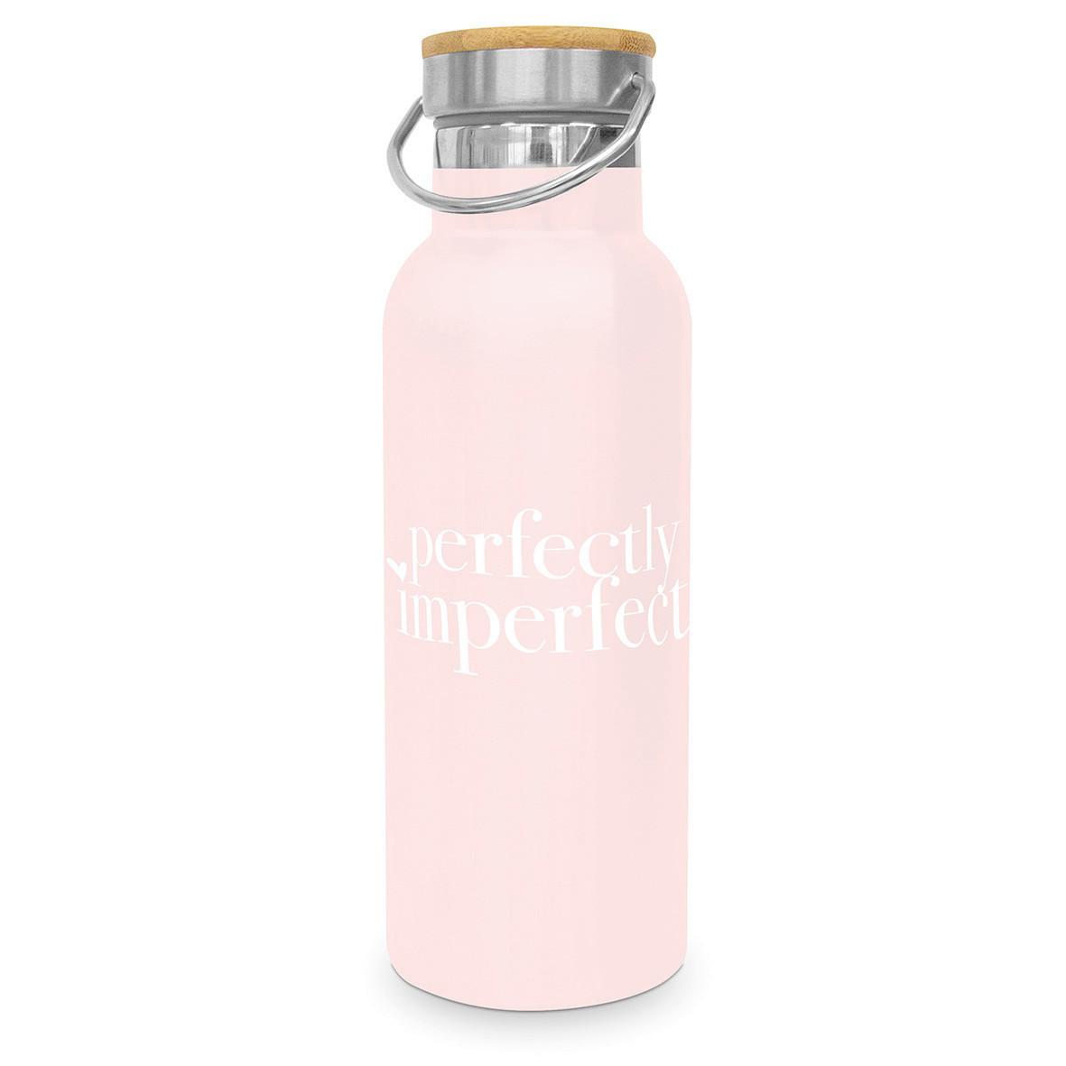 Thermosflasche Perfectly Imperfect ca. 500ml - Rosa/Weiß, Metall (22,5cm)