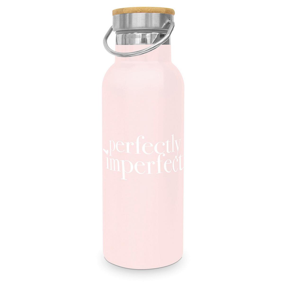 Thermosflasche Perfectly Imperfect ca. 500ml - Rosa/Weiß, Metall (22,5cm)