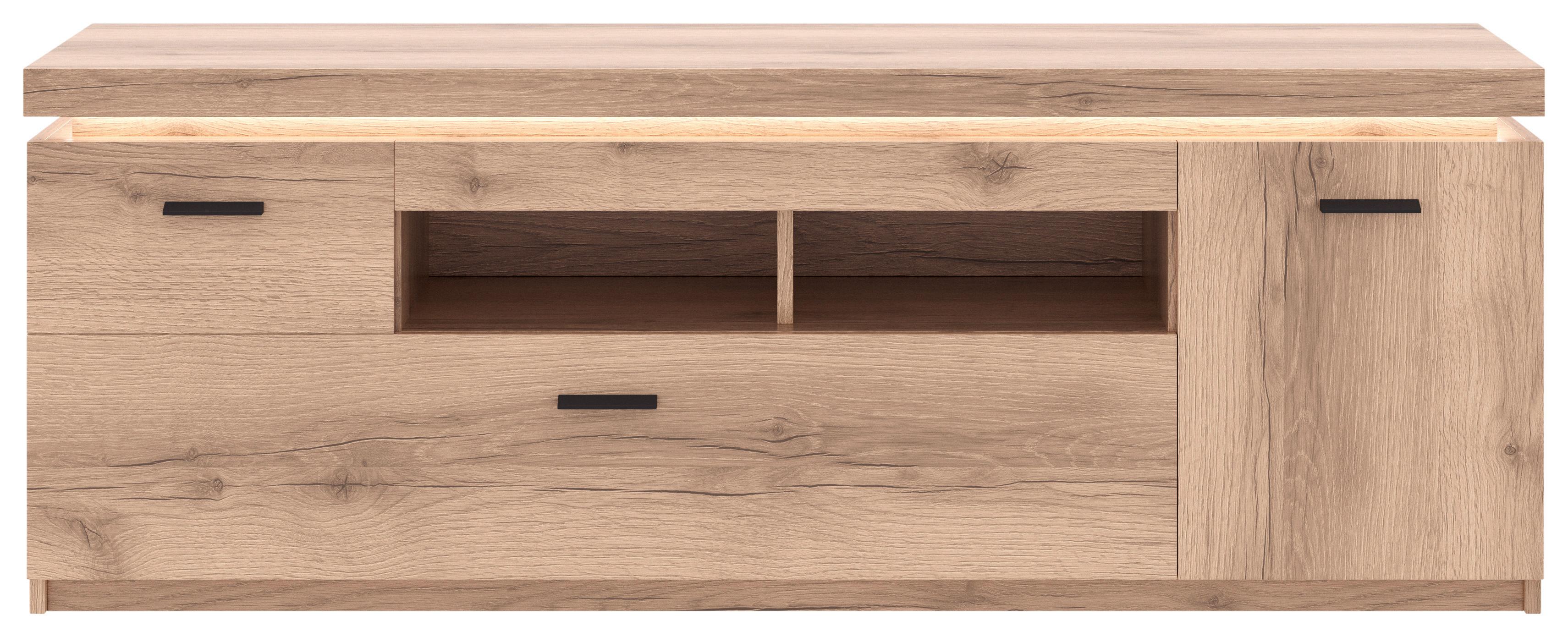 Tv-element Vancouver, Barva Hrasta, Led - barve hrasta/antracit, Moderno, kovina/leseni material (156/57/44cm) - Modern Living