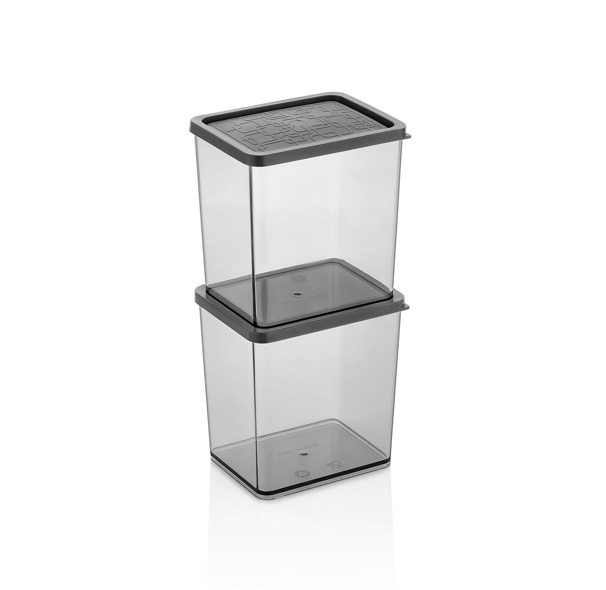 Vorratsdosenset Blacky in Grau/Klar/Schwarz, 2-teilig - Klar/Schwarz, MODERN, Kunststoff (10cm) - Premium Living