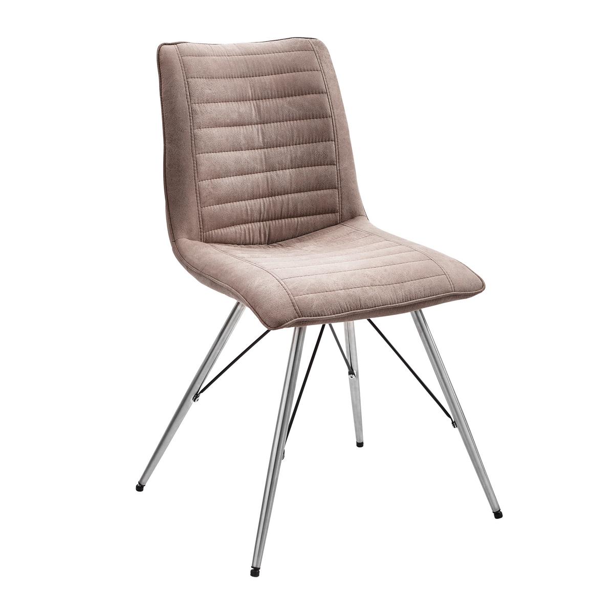 KRZESŁO ILLY - kolor stalowy/taupe, Design, metal/tkanina (54/89/60cm) - Xora