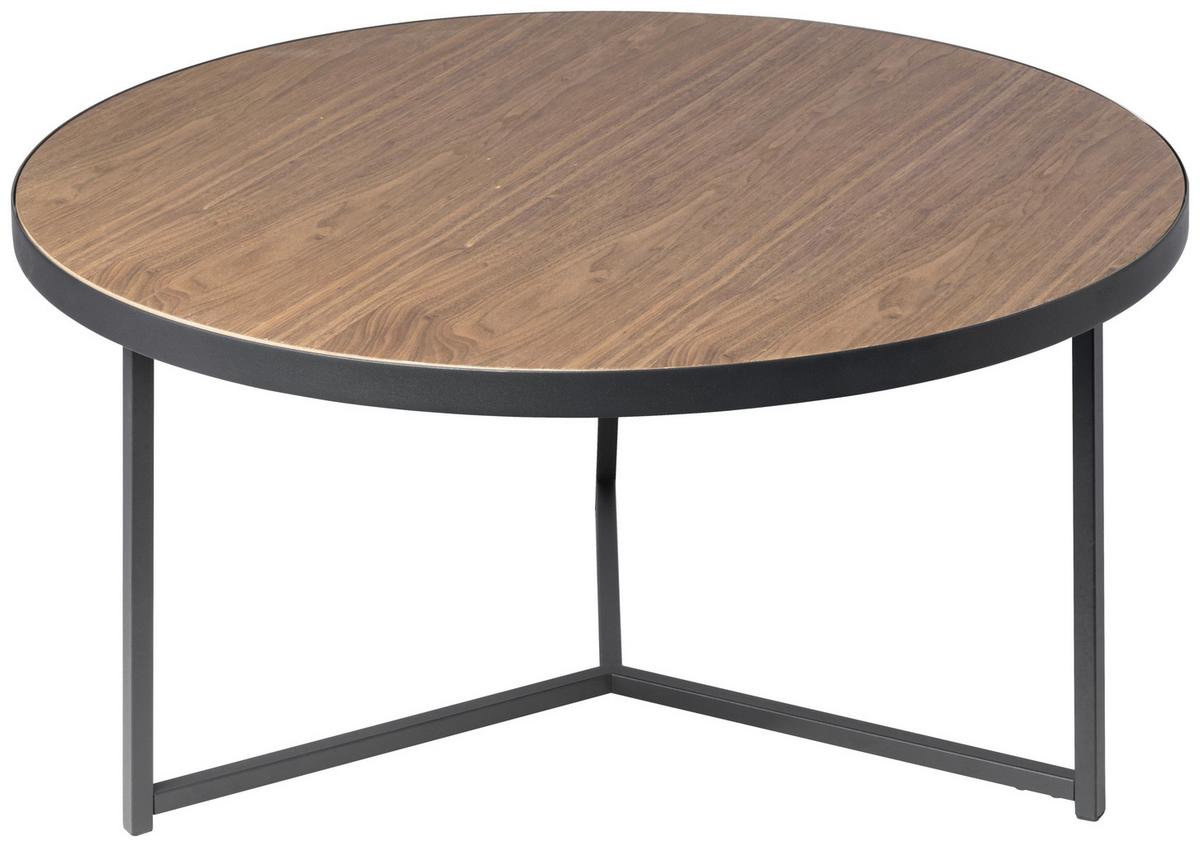 STOLIK KAWOWY PETER - czarny/kolor orzecha włoskiego, Design, materiał drewnopochodny/metal (80/80/40cm) - MID.YOU