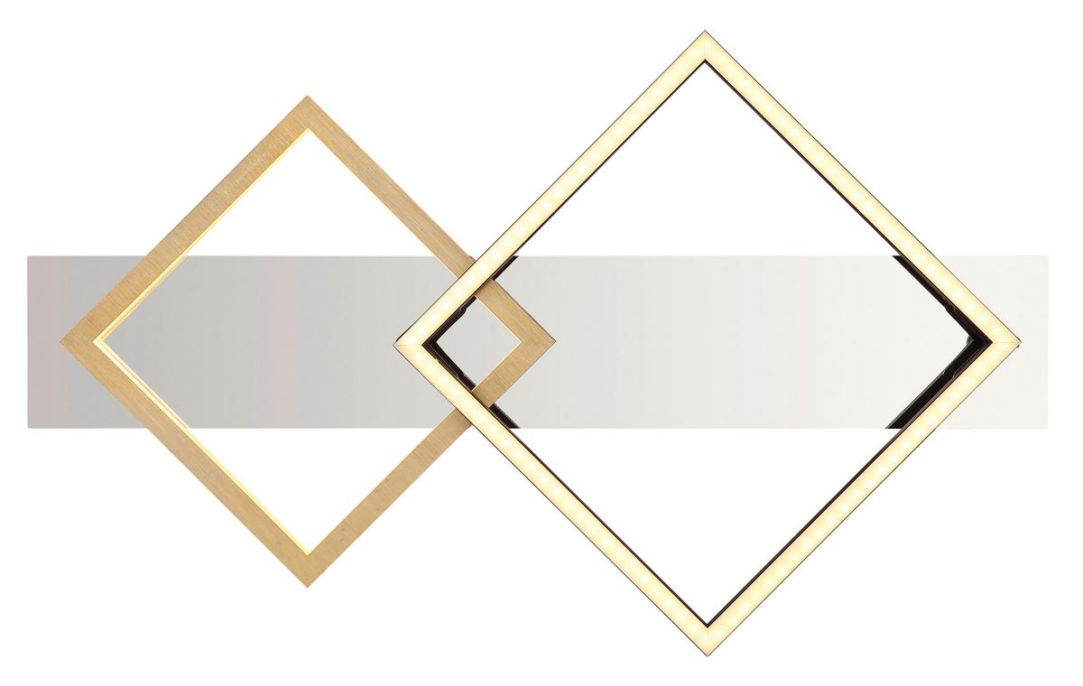 LED-DECKENLEUCHTE 67847-24 - Goldfarben/Opal, Design, Kunststoff/Metall (59/35,5/7cm) - Globo