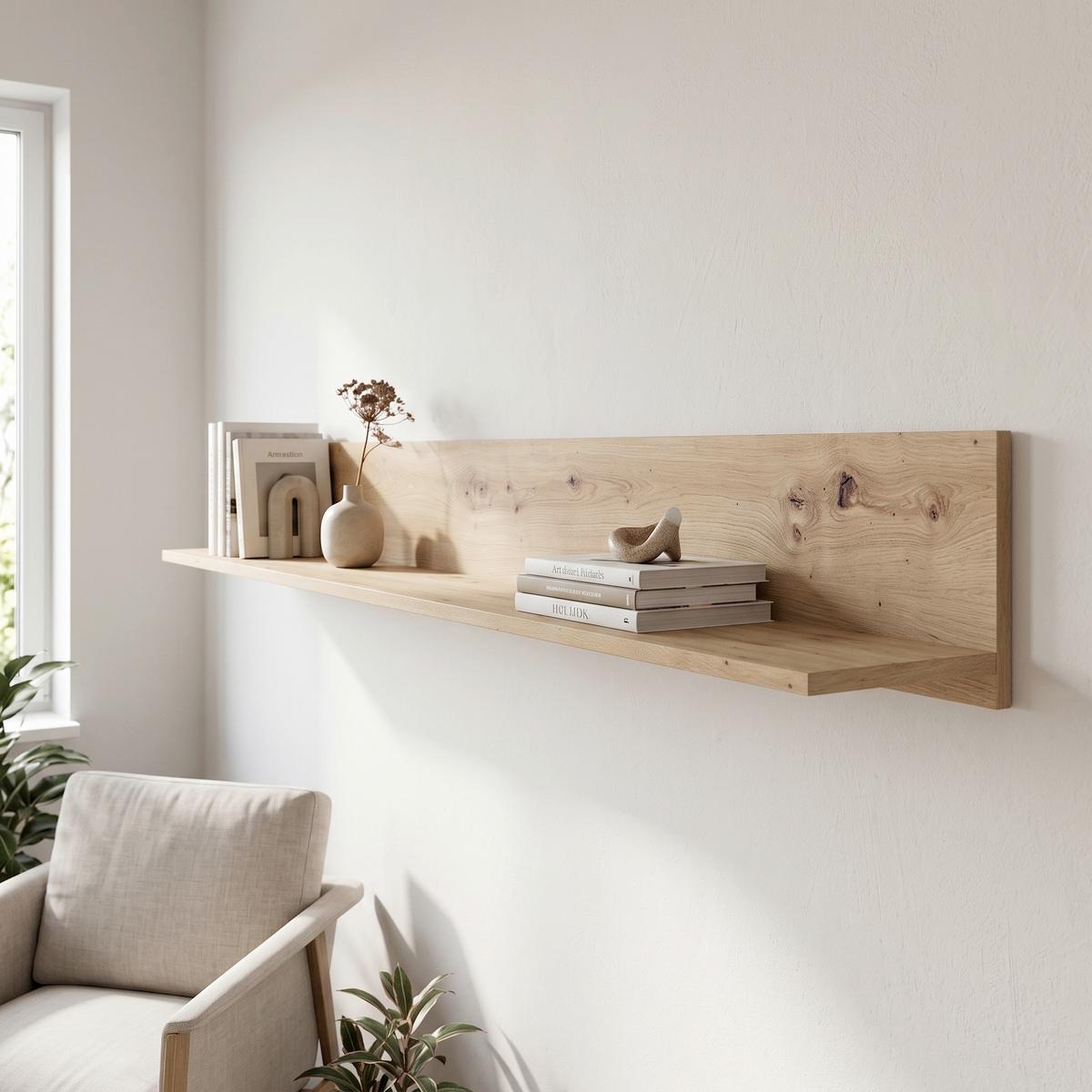 Stenska Polica Luci, Barva Hrasta - hrast artisan, Trend, leseni material (160/20/20cm) - Modern Living
