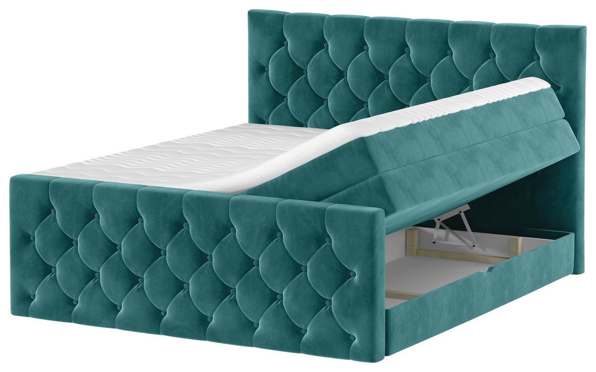 PAT BOXSPRING ELIO - petrol/bej, Romantik / Landhaus, textil (180/200cm) - James Wood