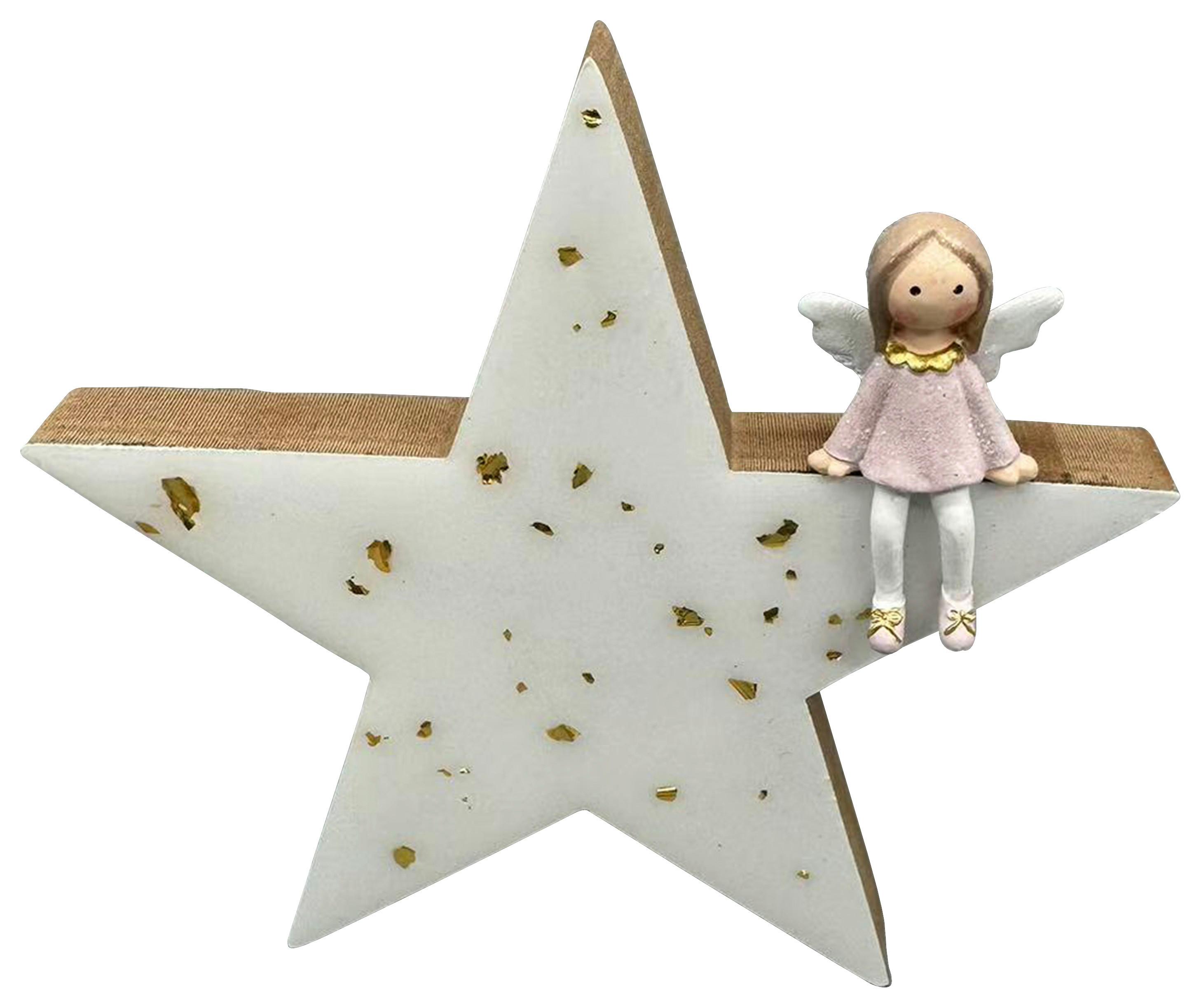 Dekostern Kristi Rosa/Weiß - Rosa/Weiß, KONVENTIONELL, Holzwerkstoff/Kunststoff (14,5/14,5/1,8cm) - Mömax