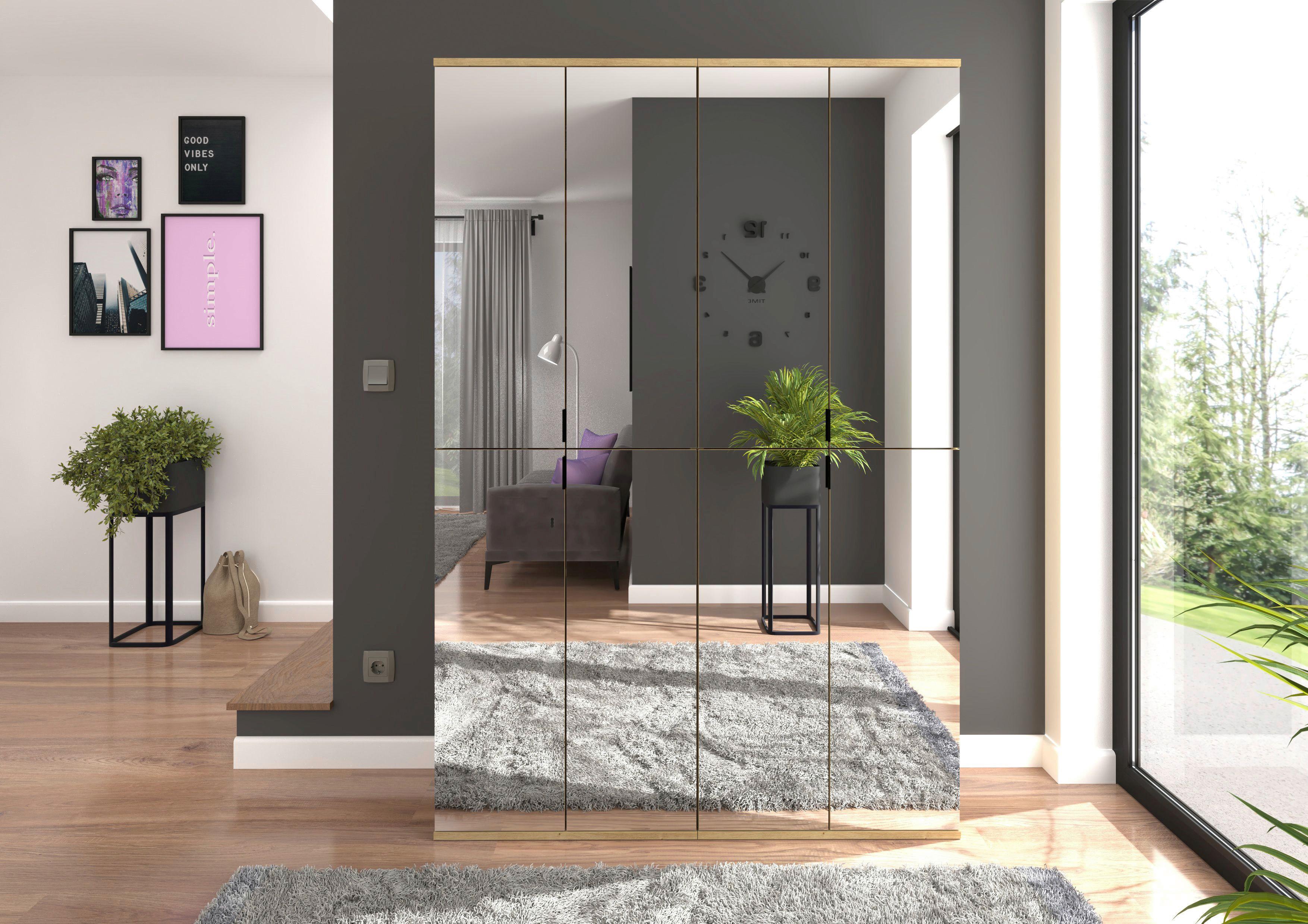Garderobenschrank Projekt X ca. 122x193 cm Eiche Artisan - KONVENTIONELL, Glas/Holzwerkstoff (122/193/34cm) - MID.YOU