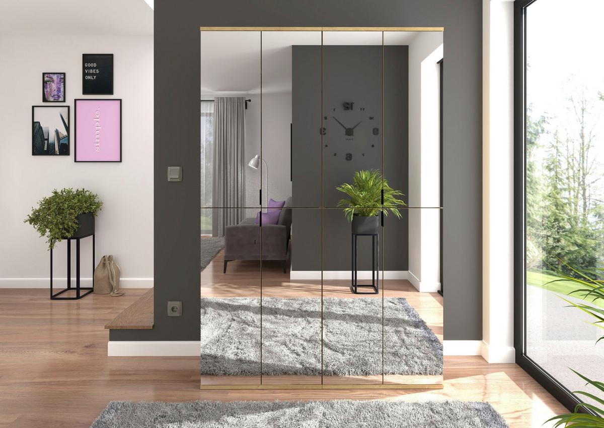 Garderobenschrank Projekt X ca. 122x193 cm Eiche Artisan - KONVENTIONELL, Glas/Holzwerkstoff (122/193/34cm) - MID.YOU