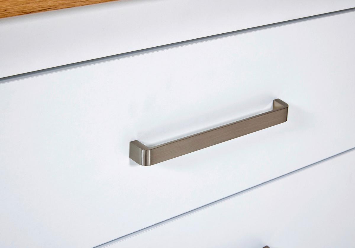 Kücheninsel Sicilia Weiß/Eiche Artisan - Silberfarben/Weiß, ROMANTIK / LANDHAUS, Holzwerkstoff/Metall (124/91/75cm) - Mömax