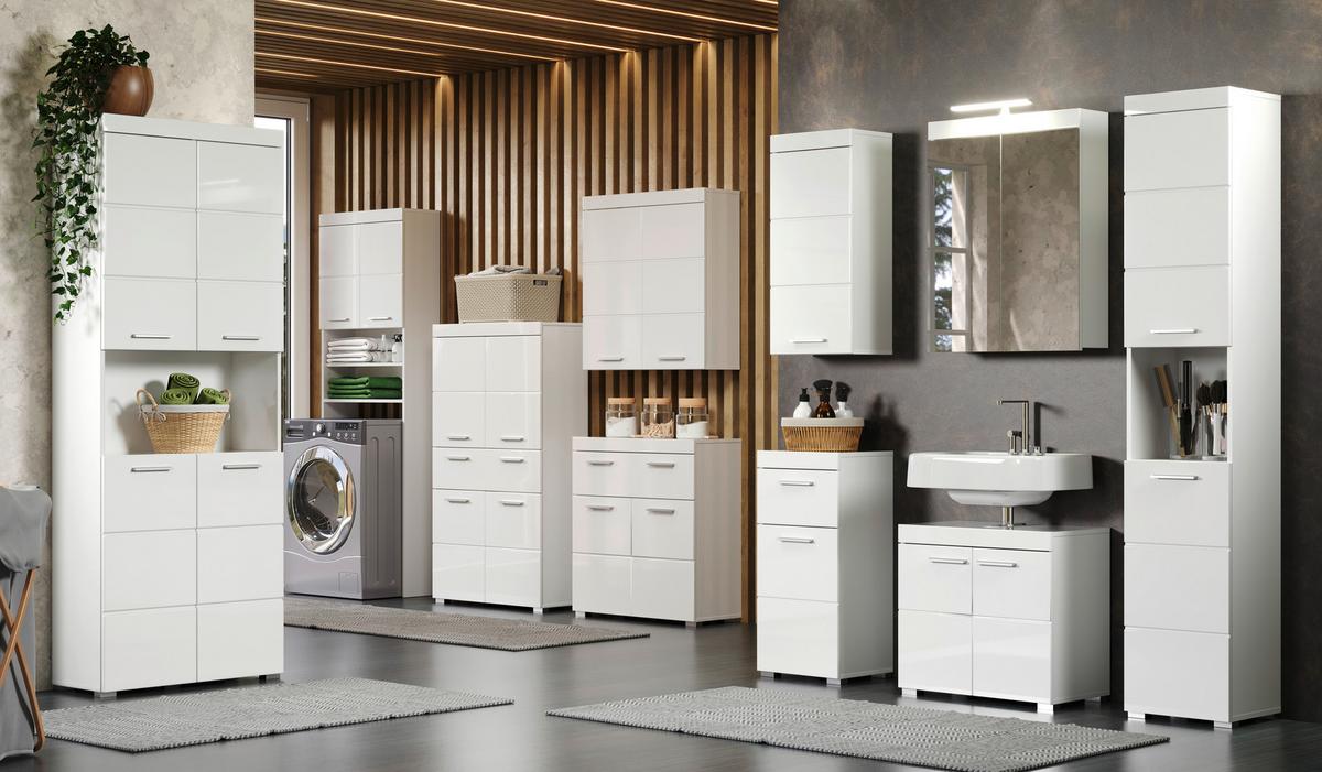 SZAFKA DOLNA AMANDA - kolor srebrny/biały, Modern, materiał drewnopochodny/tworzywo sztuczne (73/130/31cm) - MID.YOU