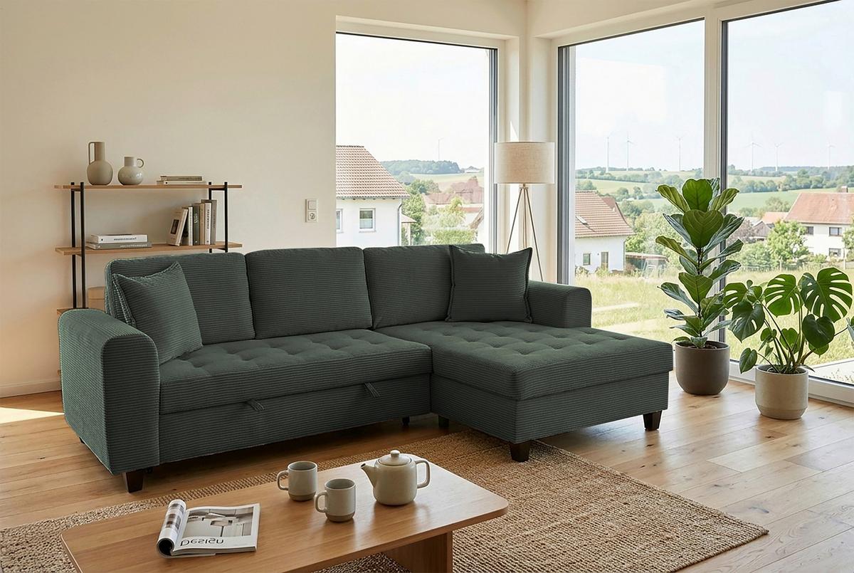 Kutna Garnitura Moritz - tamno zelena, Trend, tekstil (265/155cm) - Modern Living