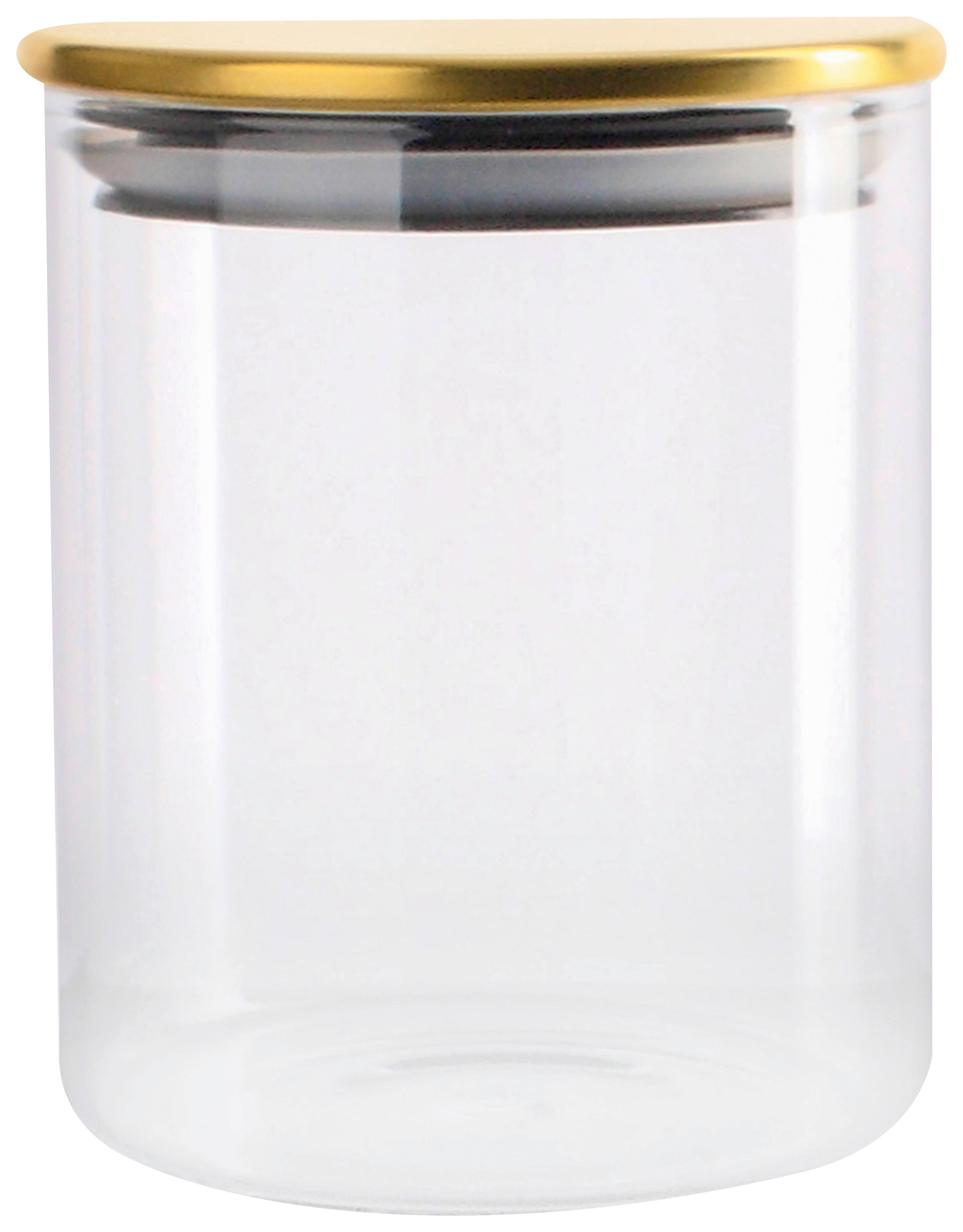 Vorratsdose Goldline aus Glas ca. 400ml - Transparent/Goldfarben, ROMANTIK / LANDHAUS, Glas/Kunststoff (8,8/10,4cm) - Mömax