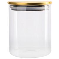 Vorratsdose Goldline aus Glas ca. 400ml - Transparent/Goldfarben, ROMANTIK / LANDHAUS, Glas/Kunststoff (8,8/10,4cm) - Mömax