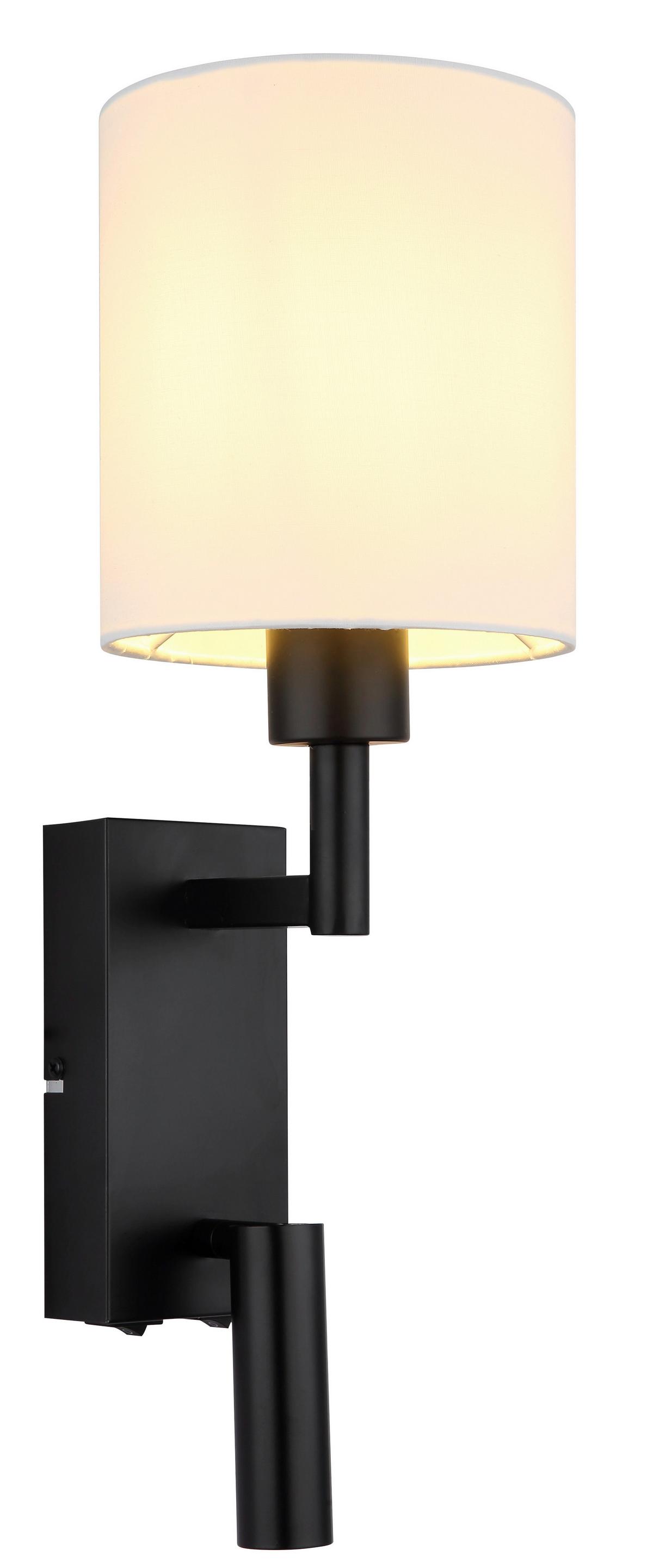 Led Zidna Svjetiljka Zamora - bijela/crna, Konvencionalno, metal/tekstil (15/45,5cm) - Globo