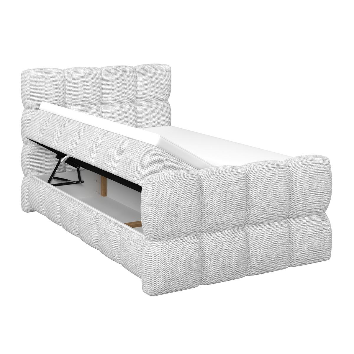 Postelja Boxspring Brisbane, Sivobela, 140x200 - črna/sivobela, Trend, kovina/umetna masa (140/200cm) - Premium Living