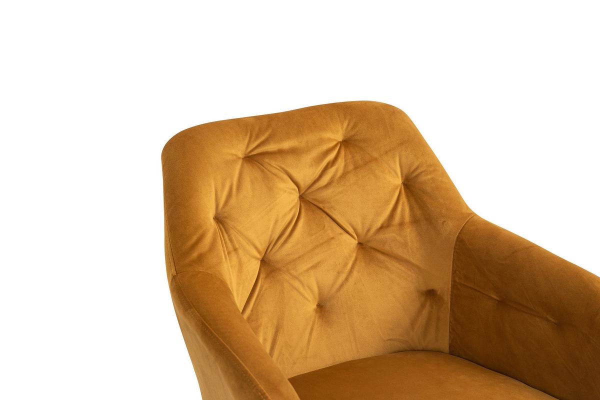 Naslanjač Samt Gorčično Rumena, Vrtljiv - črna/gorčično rumena, Moderno, kovina/tekstil (61/85/62cm) - Livetastic