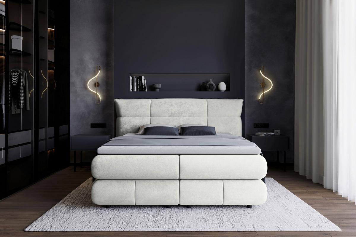 Boxspring Krevet Caramelo - crna/krem, Trend, tekstil/plastika (140/200cm) - Premium Living
