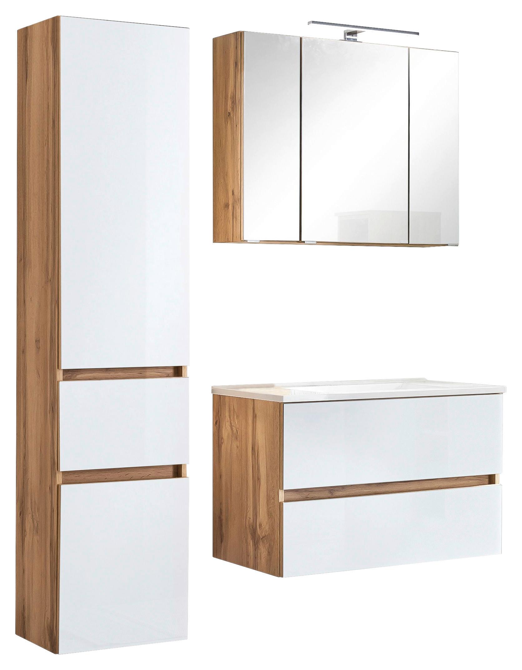 BADEZIMMER HELSINKI - Eichefarben/Weiß, KONVENTIONELL, Glas/Holzwerkstoff (120cm) - Held