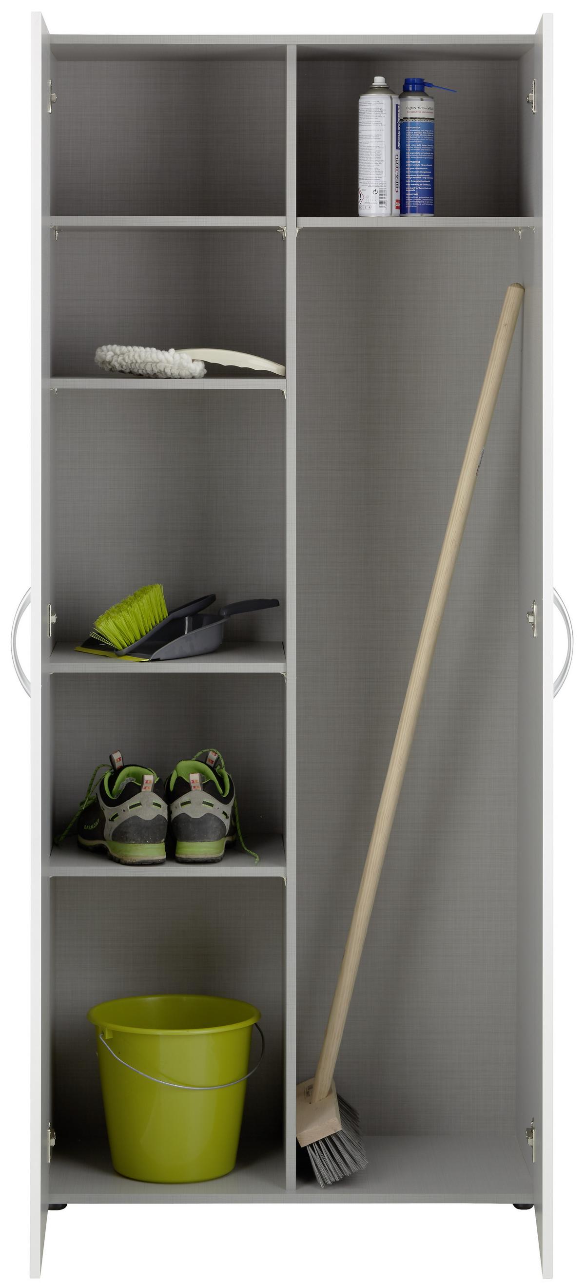 Mehrzweckschrank in Weiss - Weiss/Alufarben, Konventionell, Holzwerkstoff/Kunststoff (80/185/40cm) - Mömax