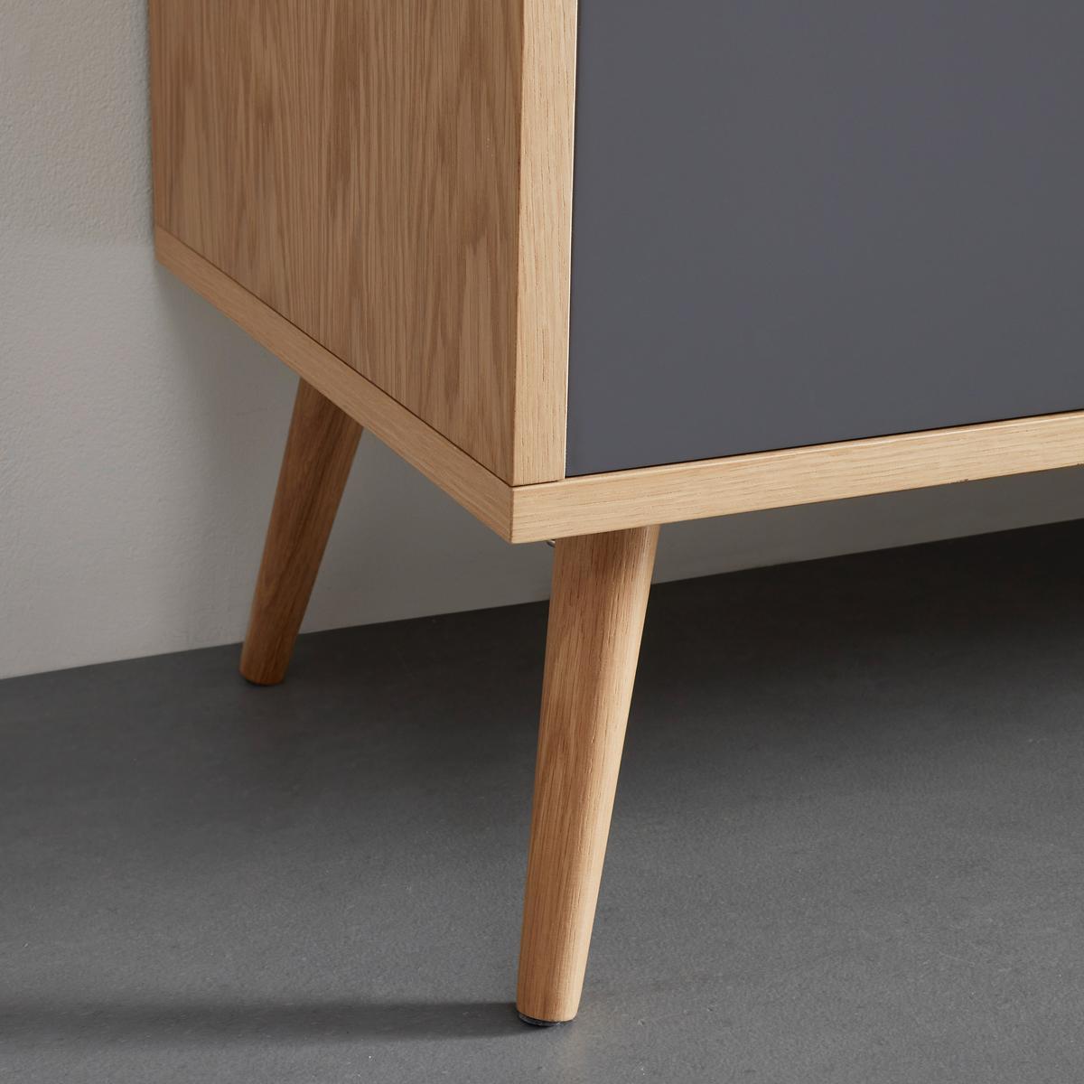 Sideboard Lena Grau/Natur Echtholz - Hellbraun/Naturfarben, MODERN, Holz/Holzwerkstoff (120/75/40cm) - Bessagi Home