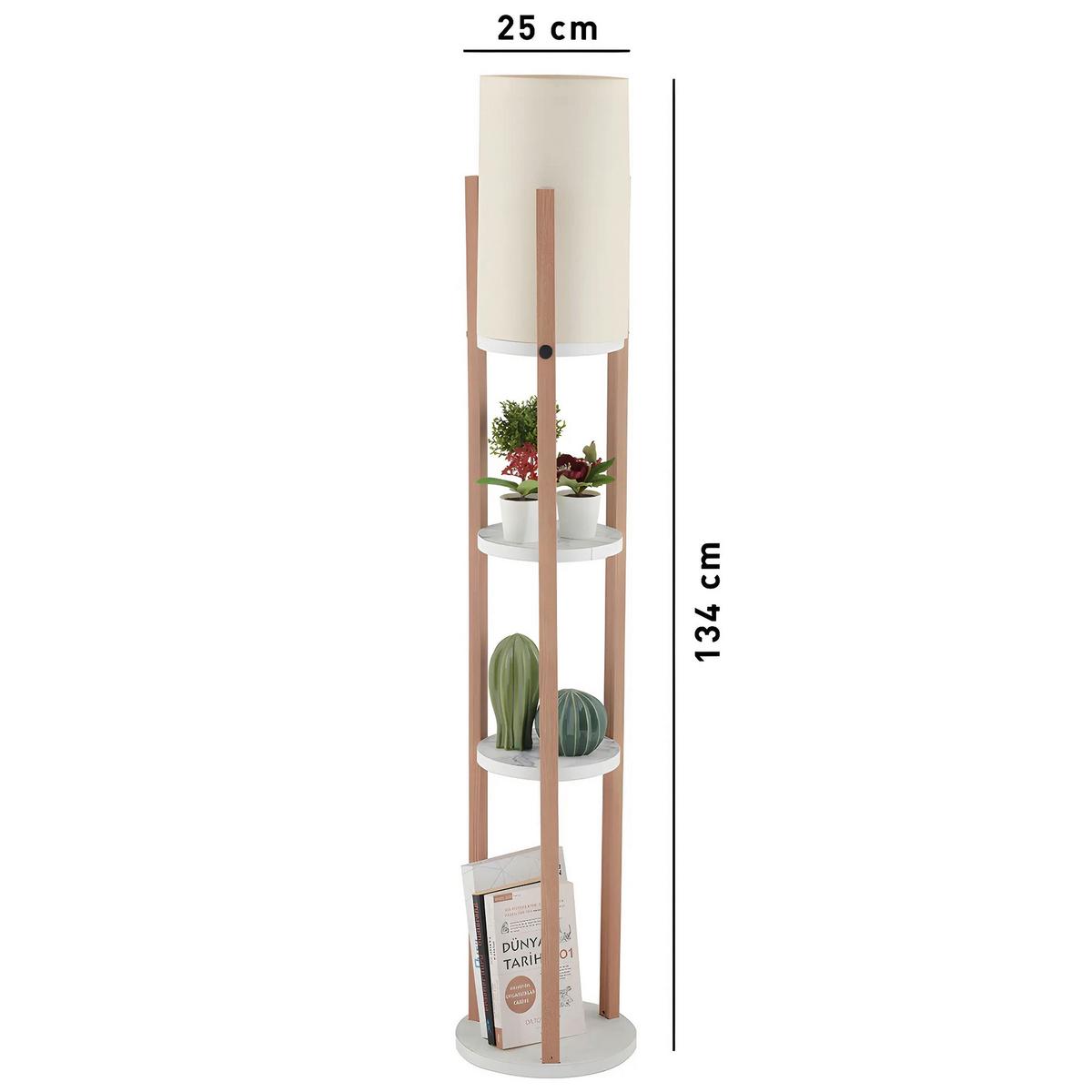 LAMPA STOJĄCA CIRCLE NORA - WHITE - kolor naturalny/kremowy, Design, materiał drewnopochodny/tworzywo sztuczne (21/135cm) - P & B