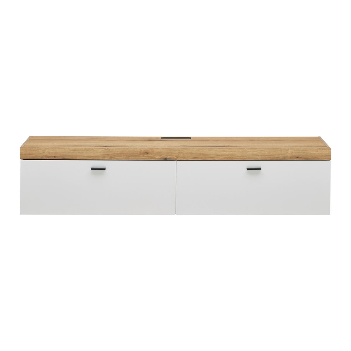 TV-Element Kiro Weiß/Eichefarben - MODERN, Holzwerkstoff/Metall (180/40/35cm) - Mömax